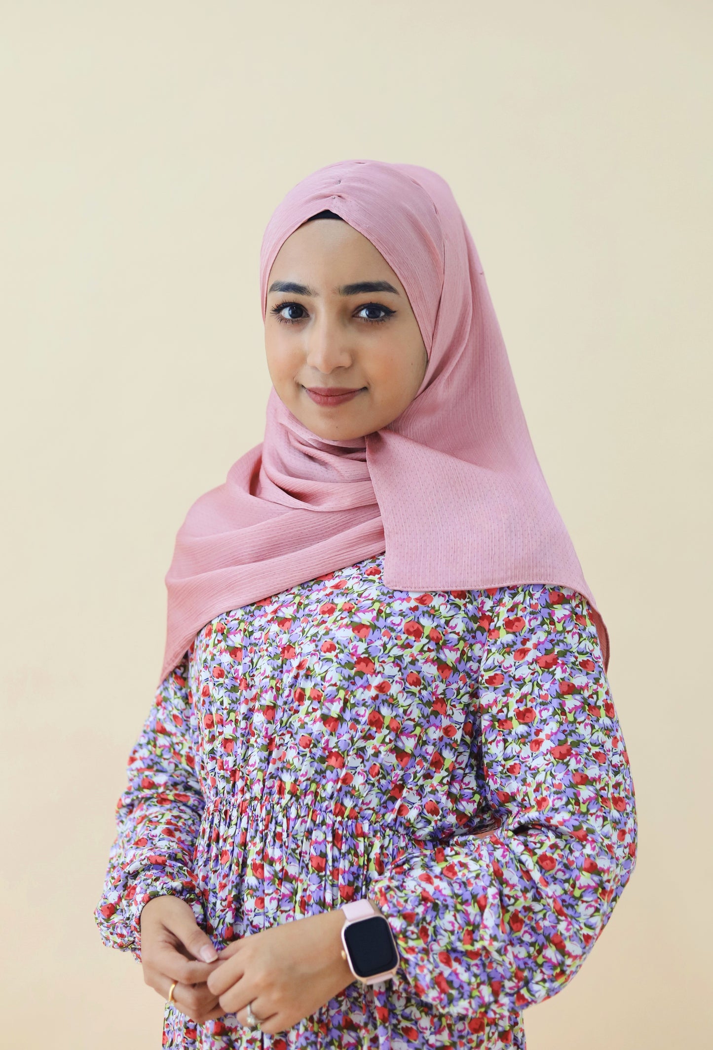 SATIN DOTTED HIJAB - BLUSH