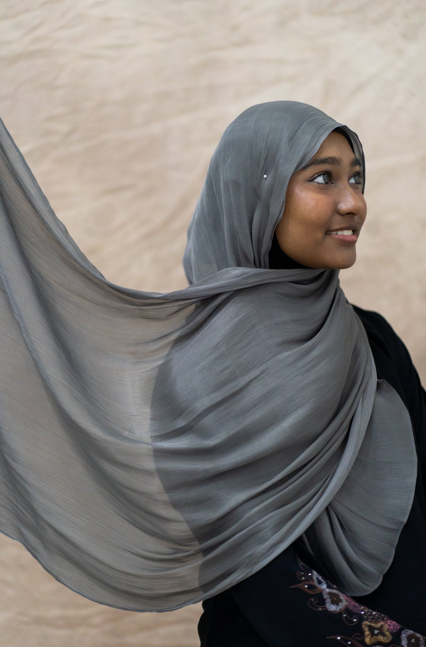SHIMMER SILK HIJAB - ASH
