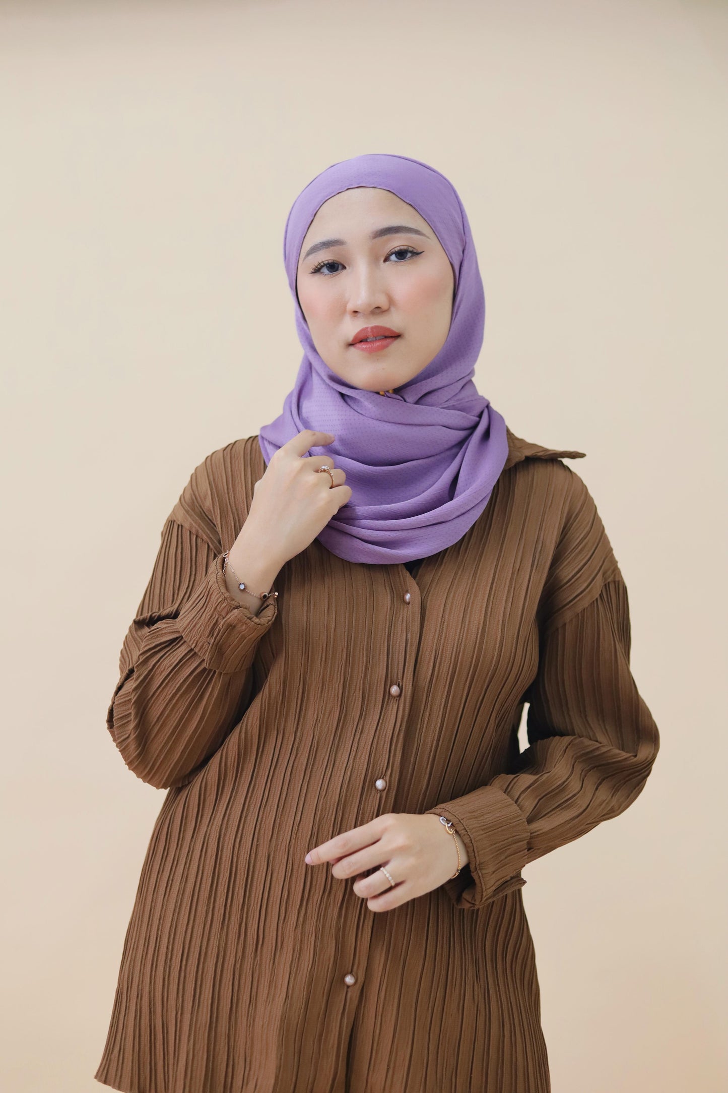 SATIN DOTTED HIJAB - VIOLET