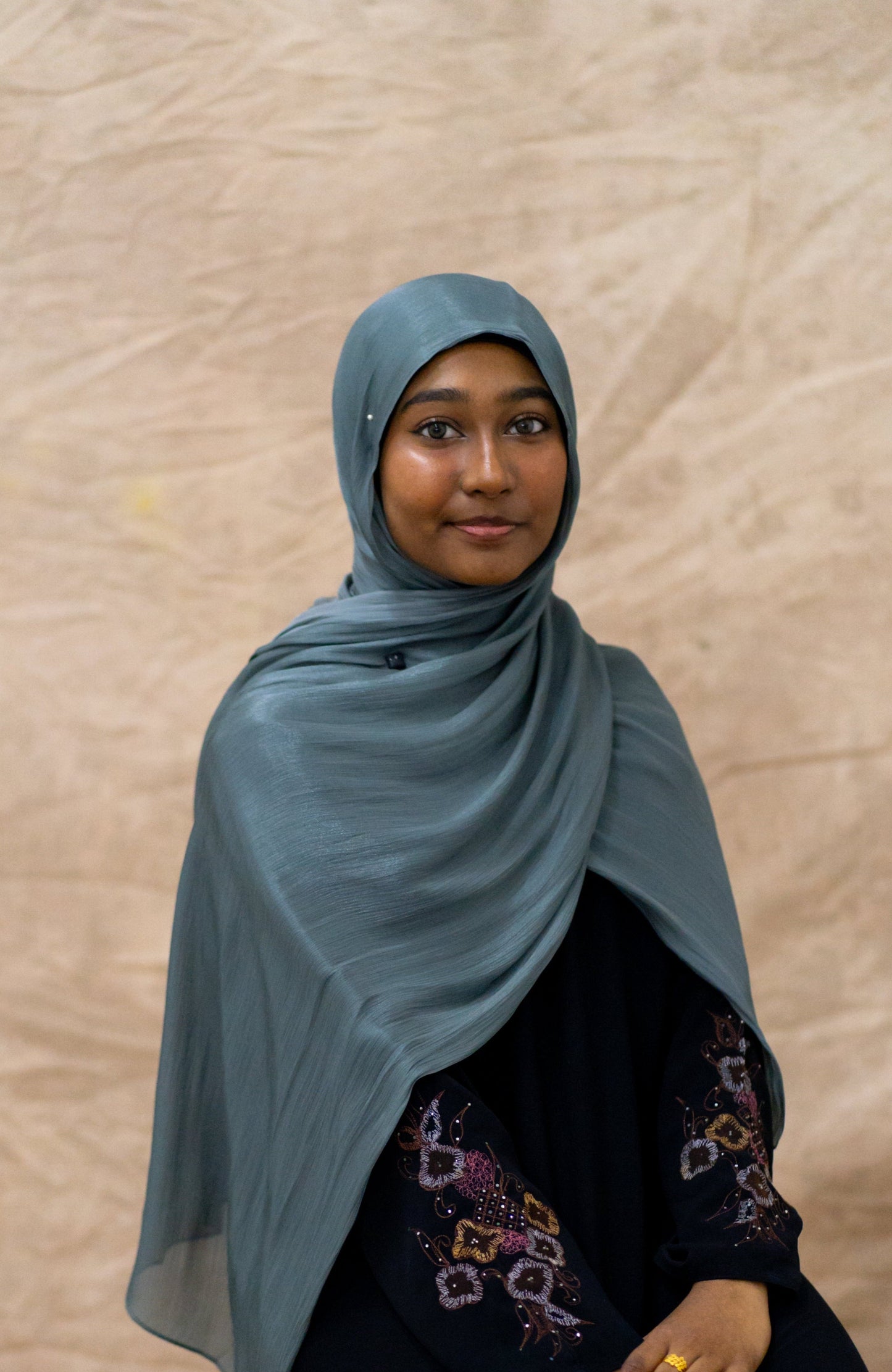 SHIMMER SILK HIJAB - VIRDIAN BLUE