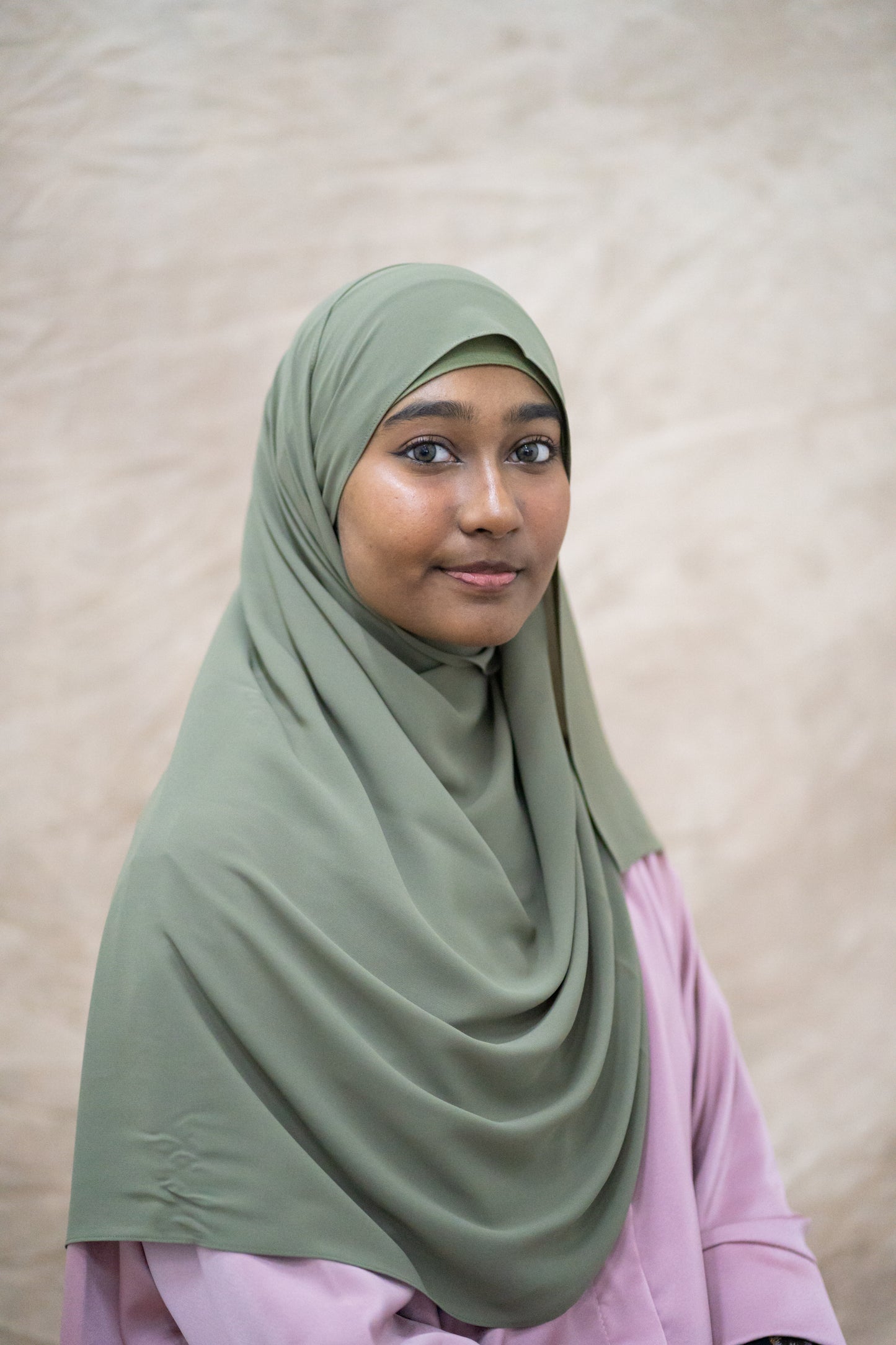 KOREAN CHIFFON HIJAB WITH MATCHING INNER CAP - SAGE