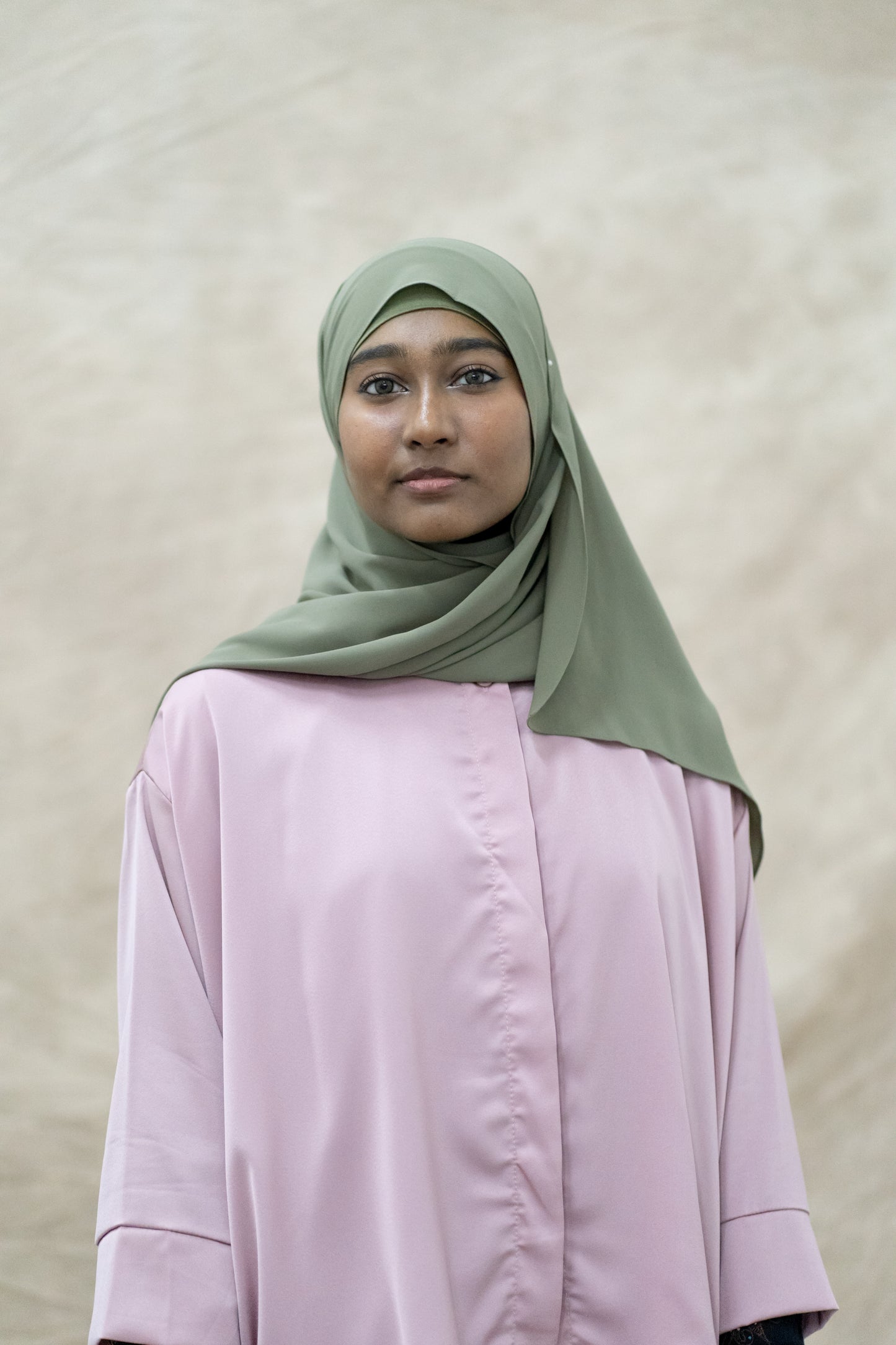 KOREAN CHIFFON HIJAB WITH MATCHING INNER CAP - SAGE
