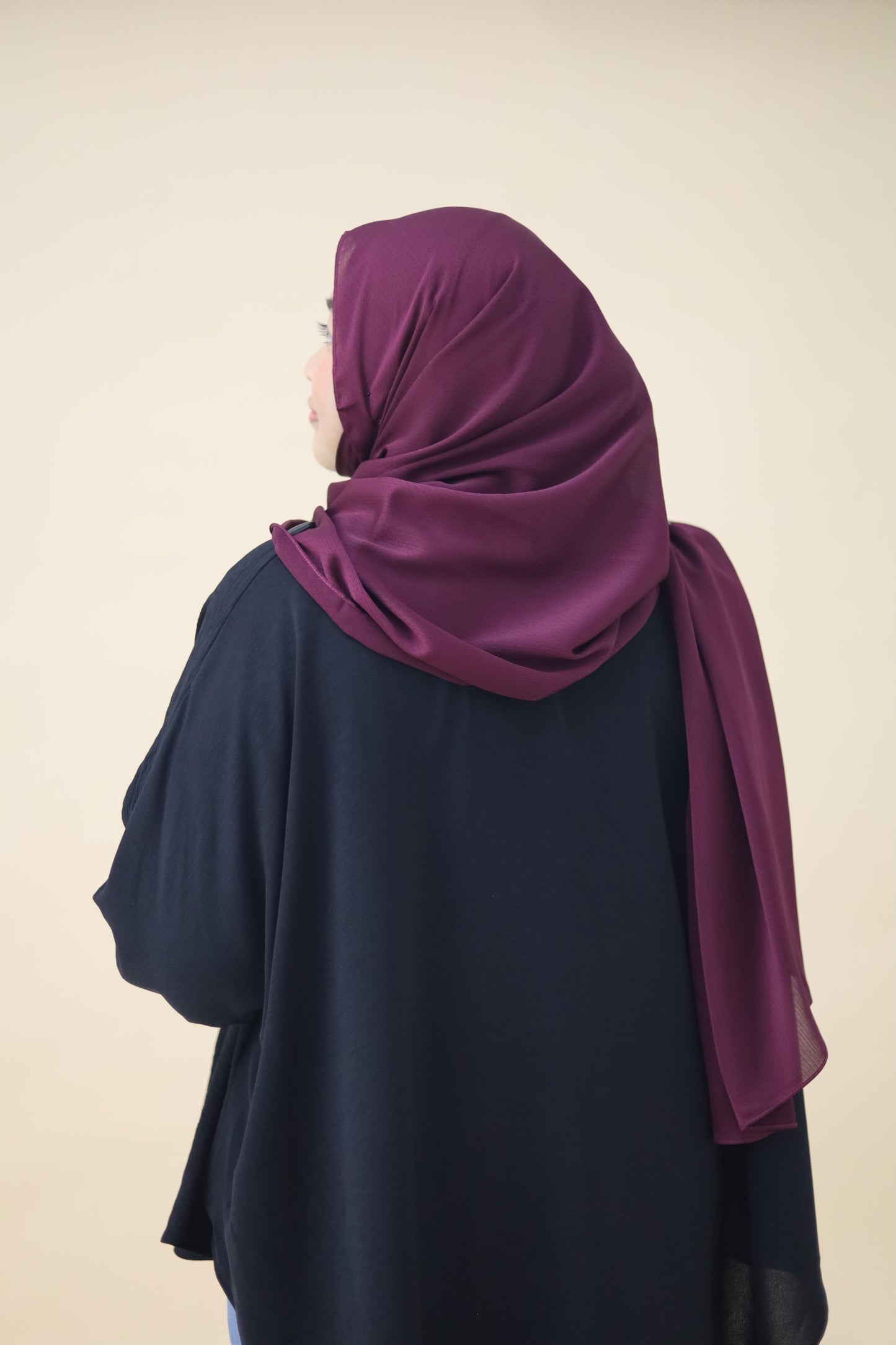 SATIN DOTTED HIJAB - ROSEWOOD