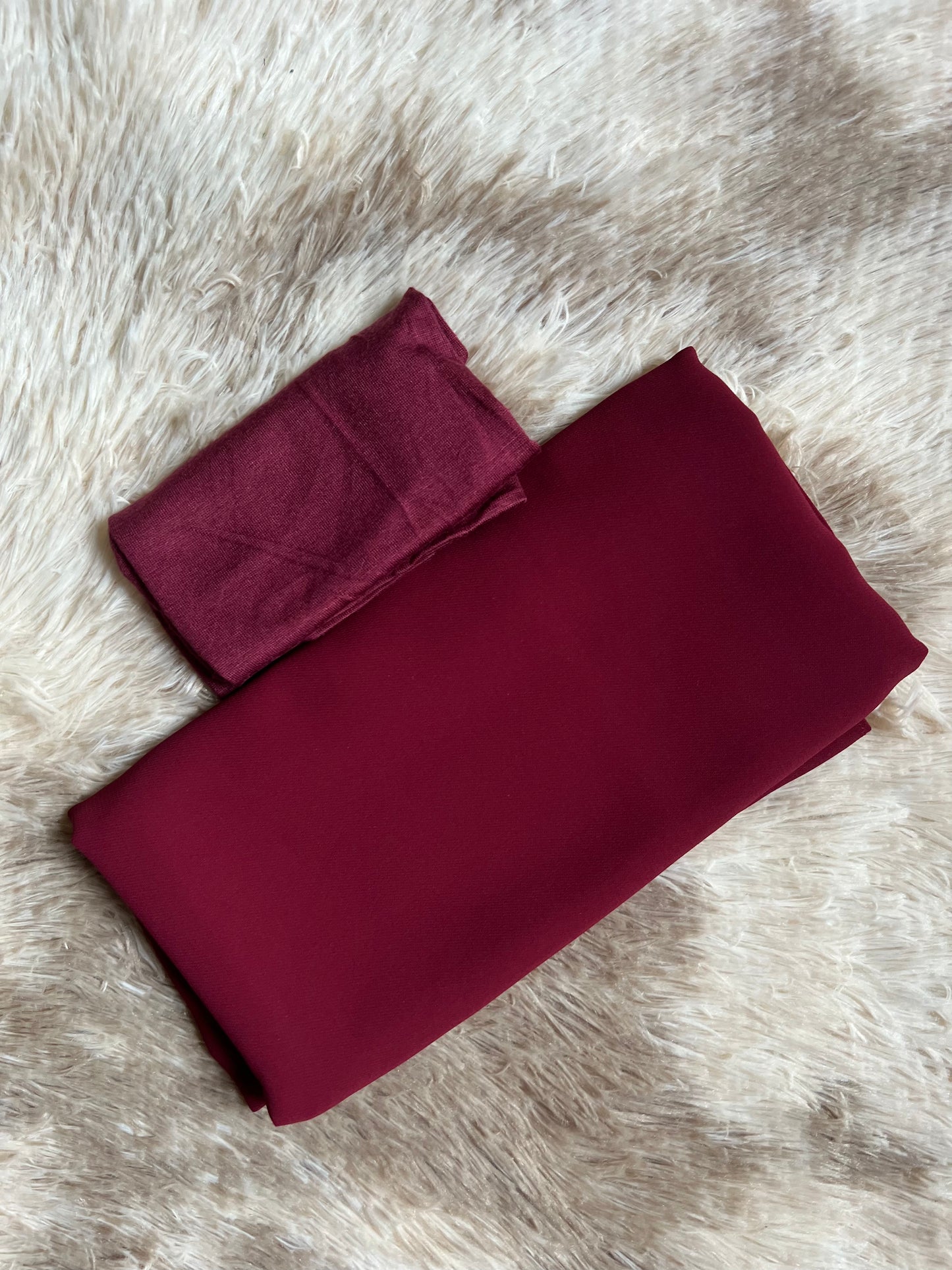 KOREAN CHIFFON HIJAB WITH MATCHING INNER CAP - BURGUNDY