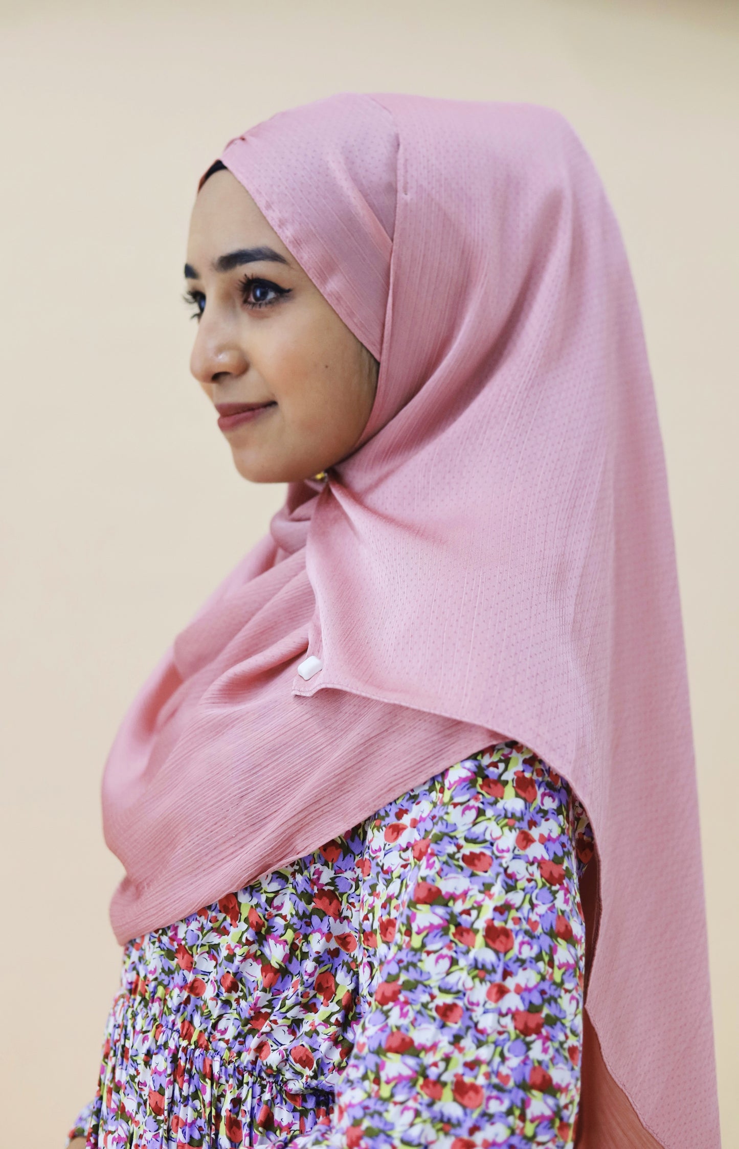 SATIN DOTTED HIJAB - BLUSH