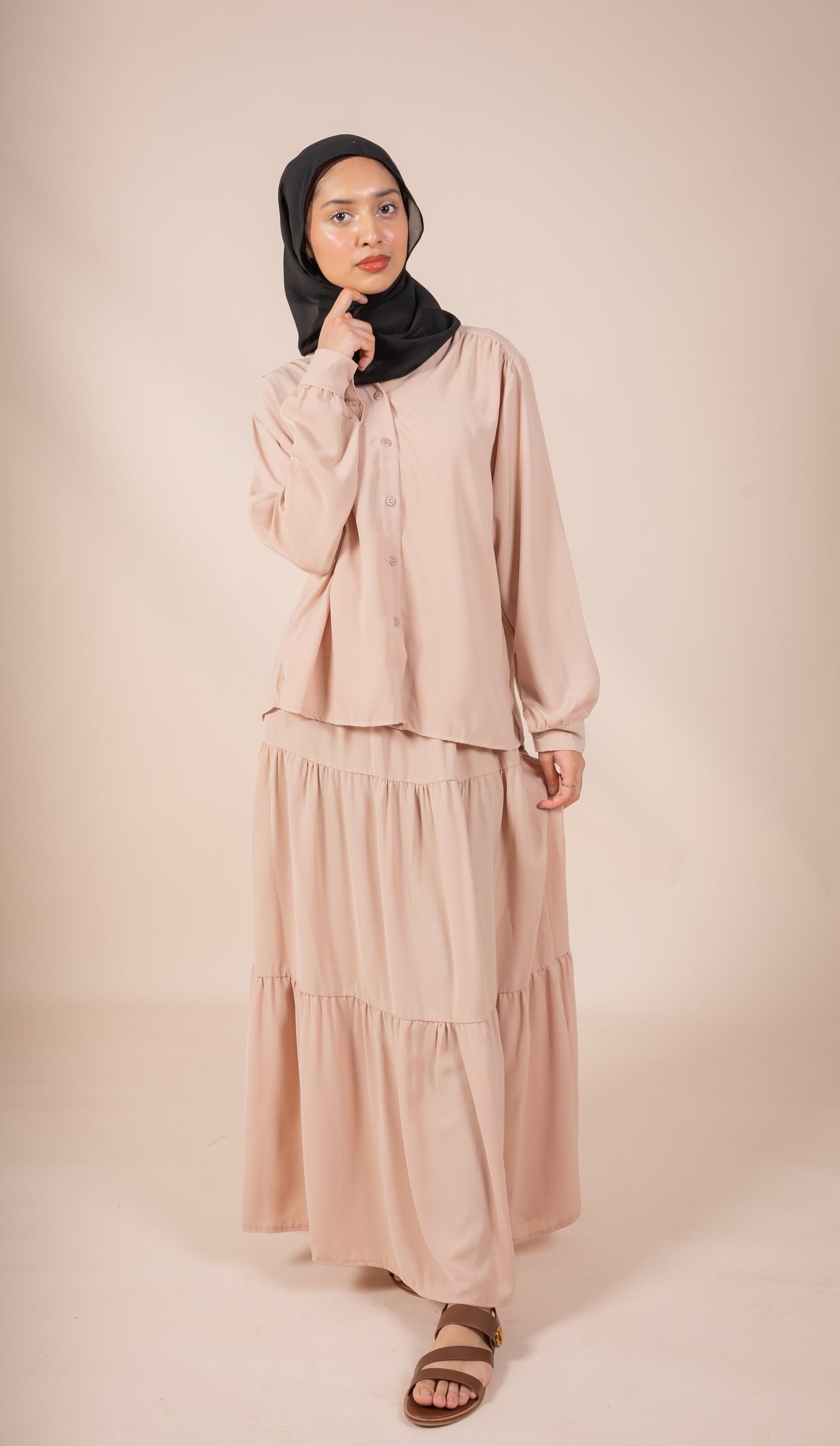 DARA SKIRT SET - CORAL BISQUE