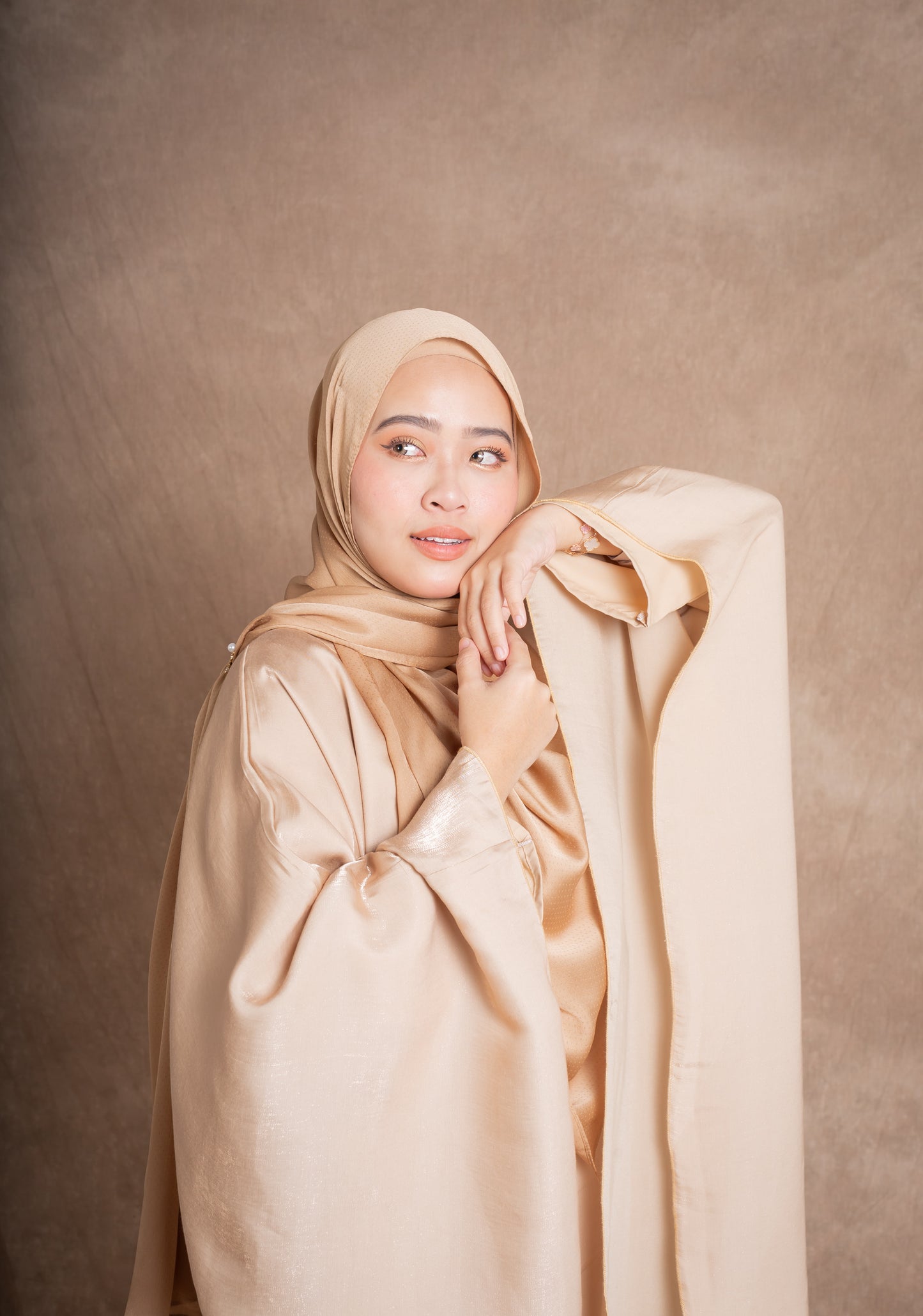 SATIN DOTTED HIJAB - GOLD
