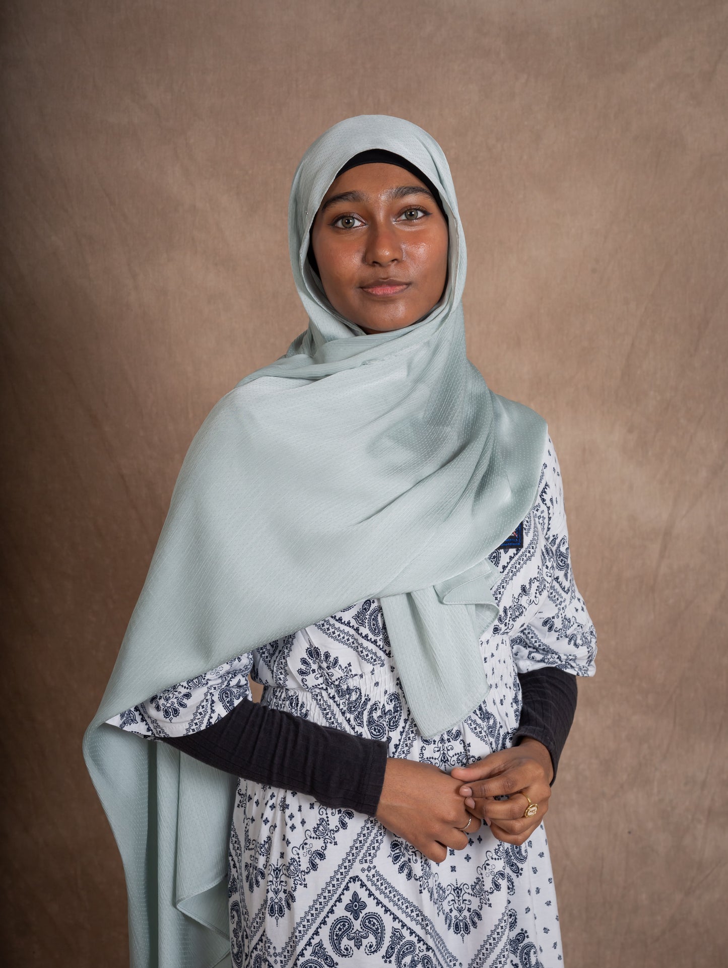 SATIN DOTTED HIJAB - SAGE GREEN
