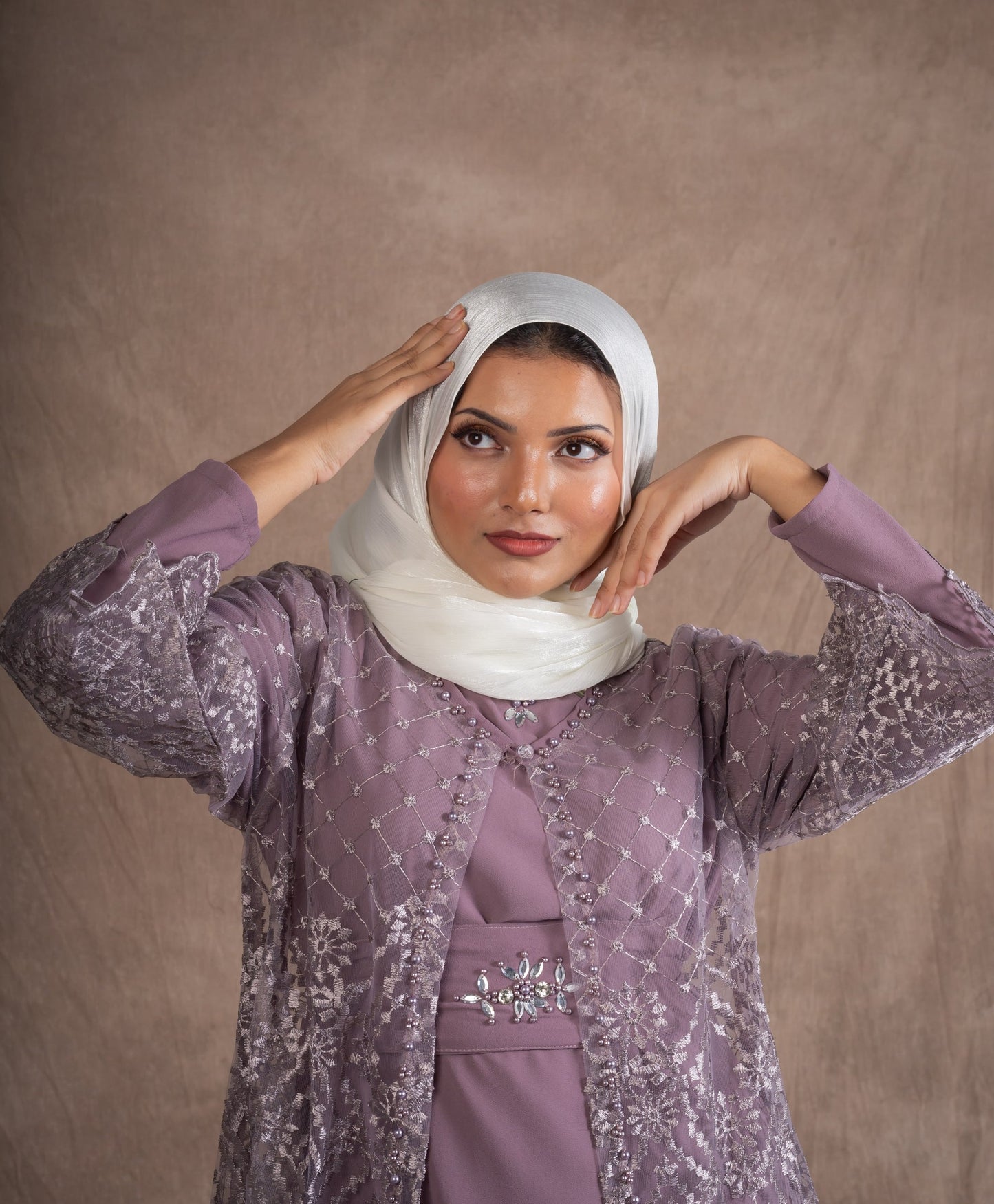 SHIMMER SILK HIJAB - PALE YELLOW