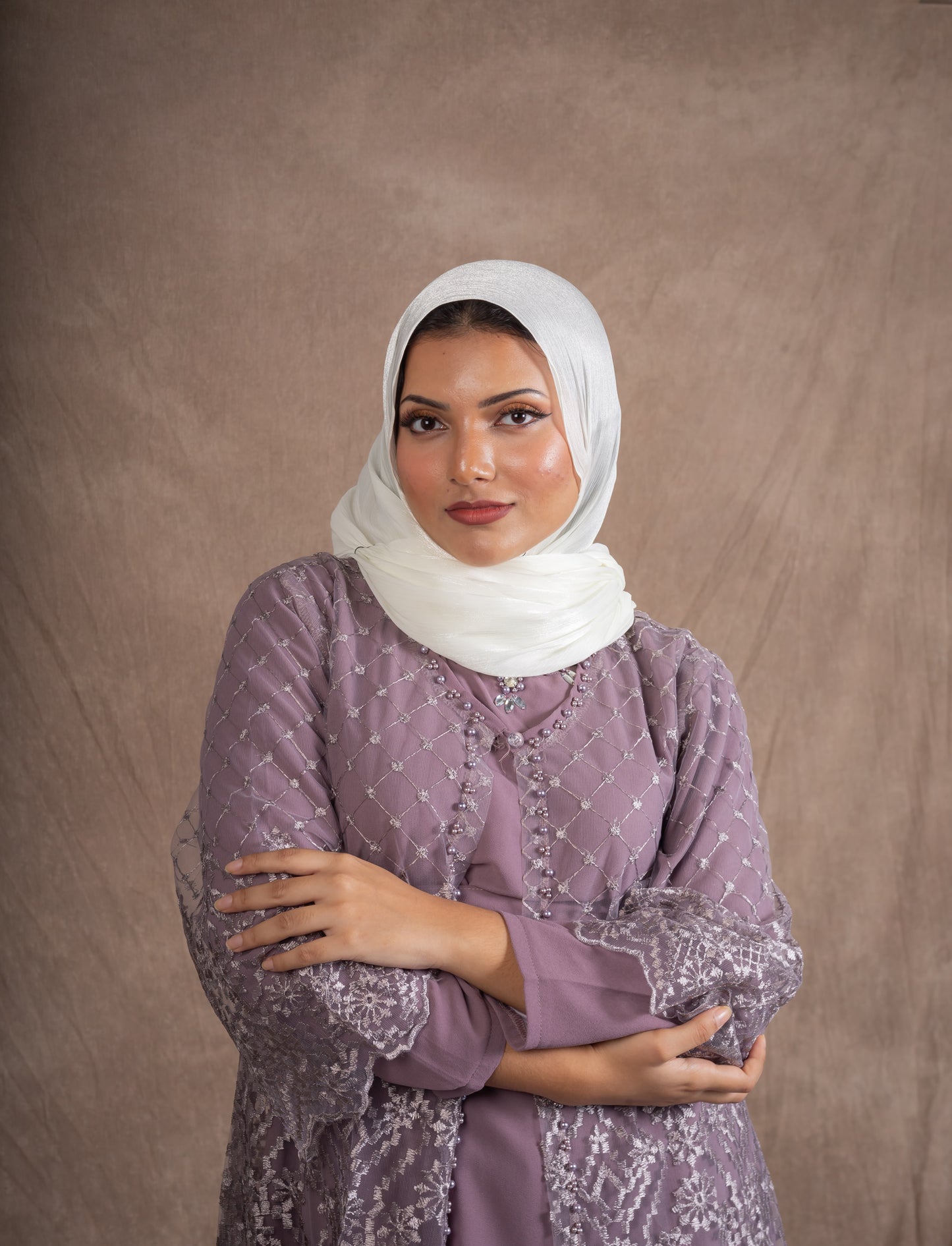 SHIMMER SILK HIJAB - PALE YELLOW