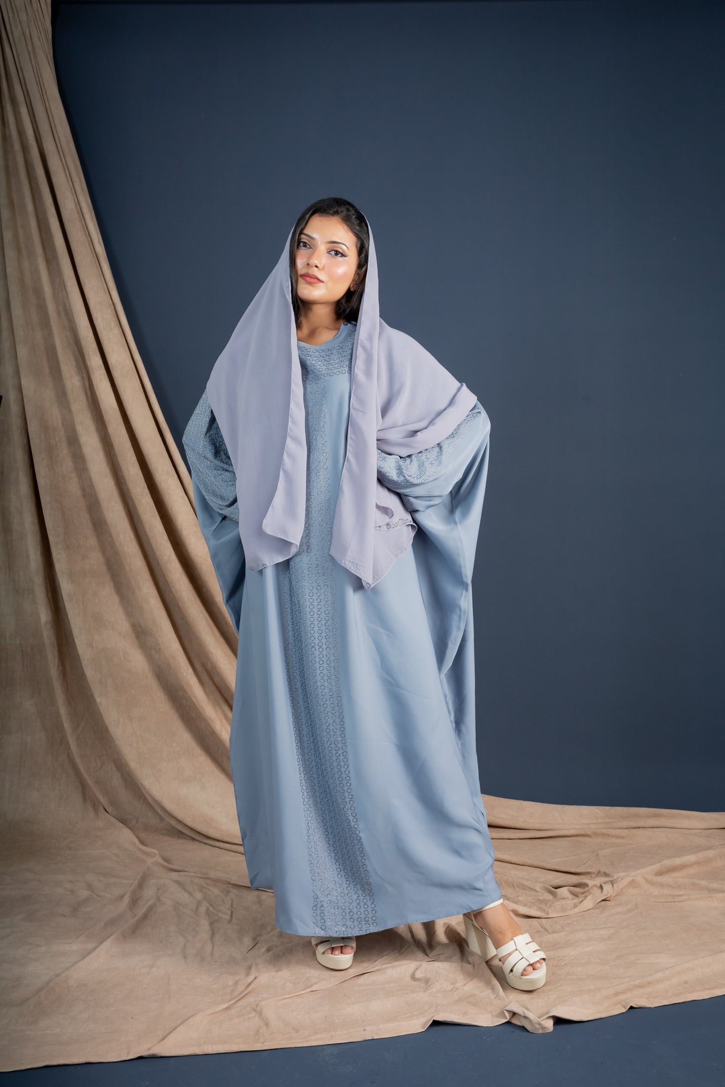 BALQIS KAFTAN ABAYA - SLATE GREY