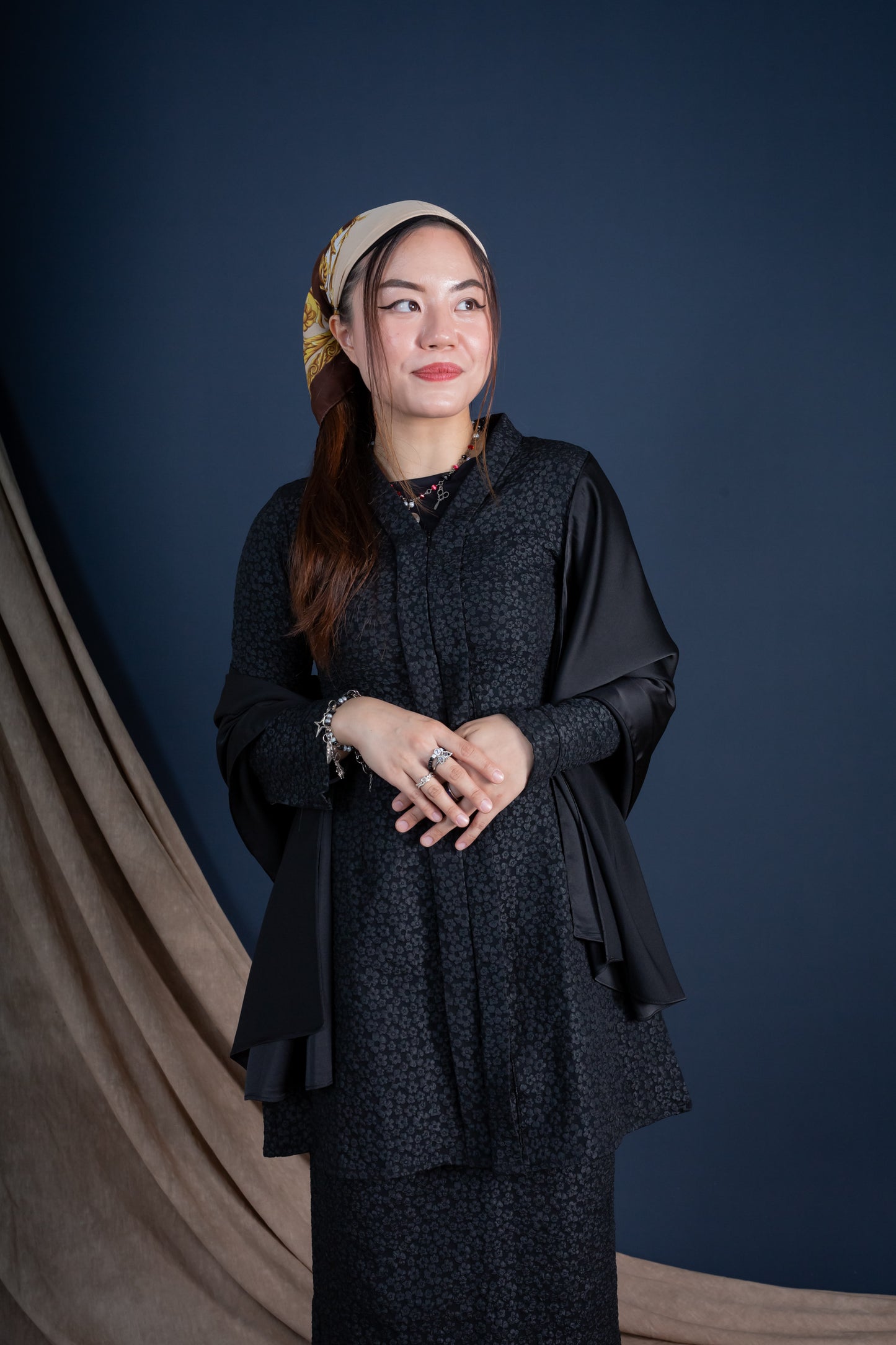 SATIN SILK HIJAB - BLACK