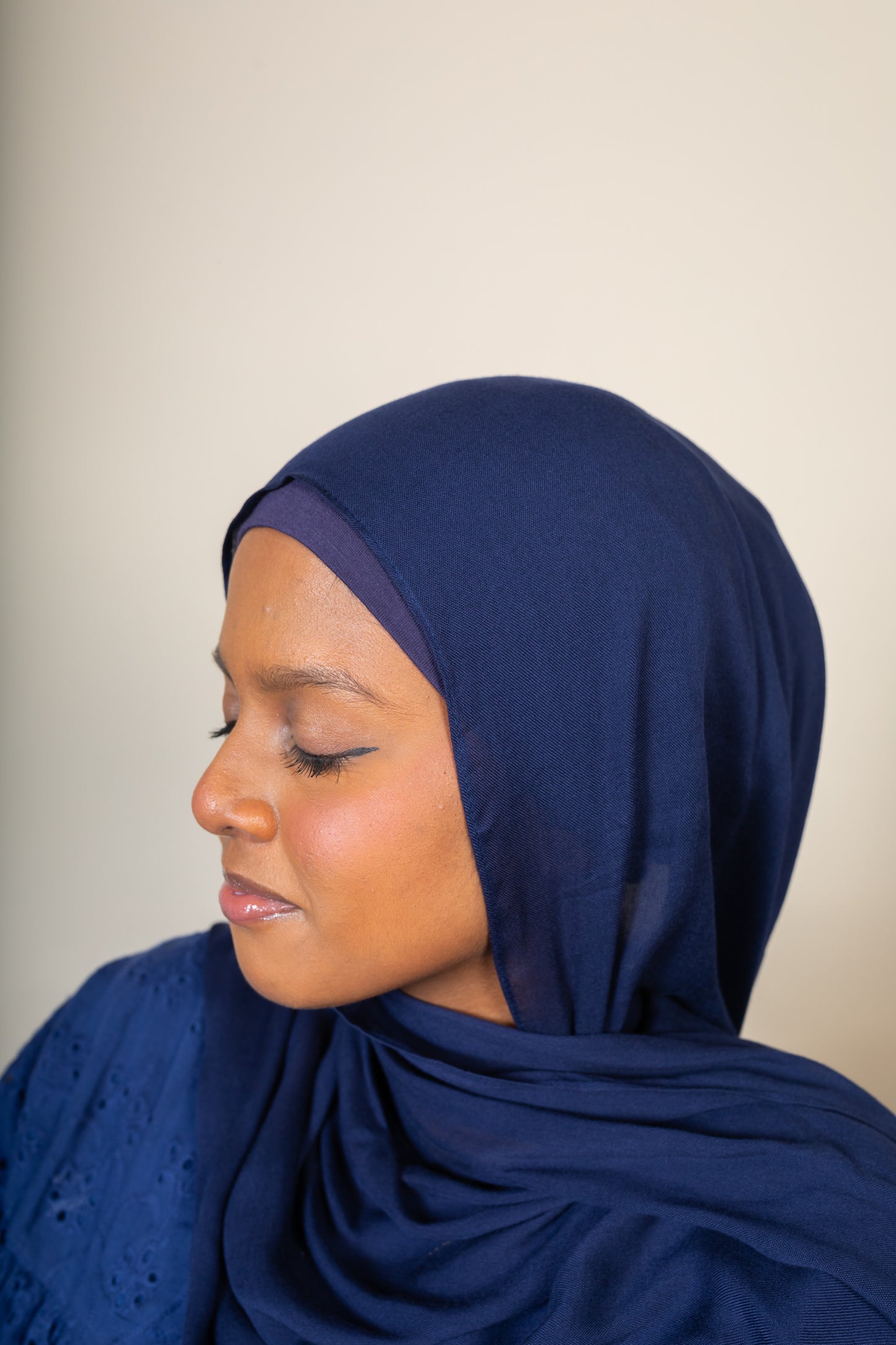 BAMBOO MODAL HIJAB WITH MATCHING INNER CAP - ROYAL BLUE