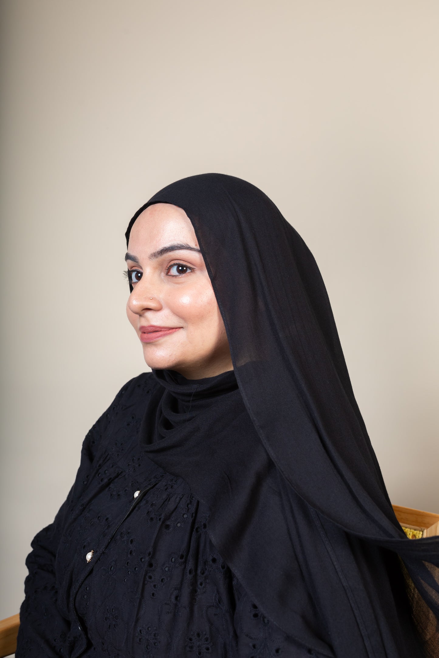BAMBOO MODAL HIJAB WITH MATCHING INNER CAP - BLACK