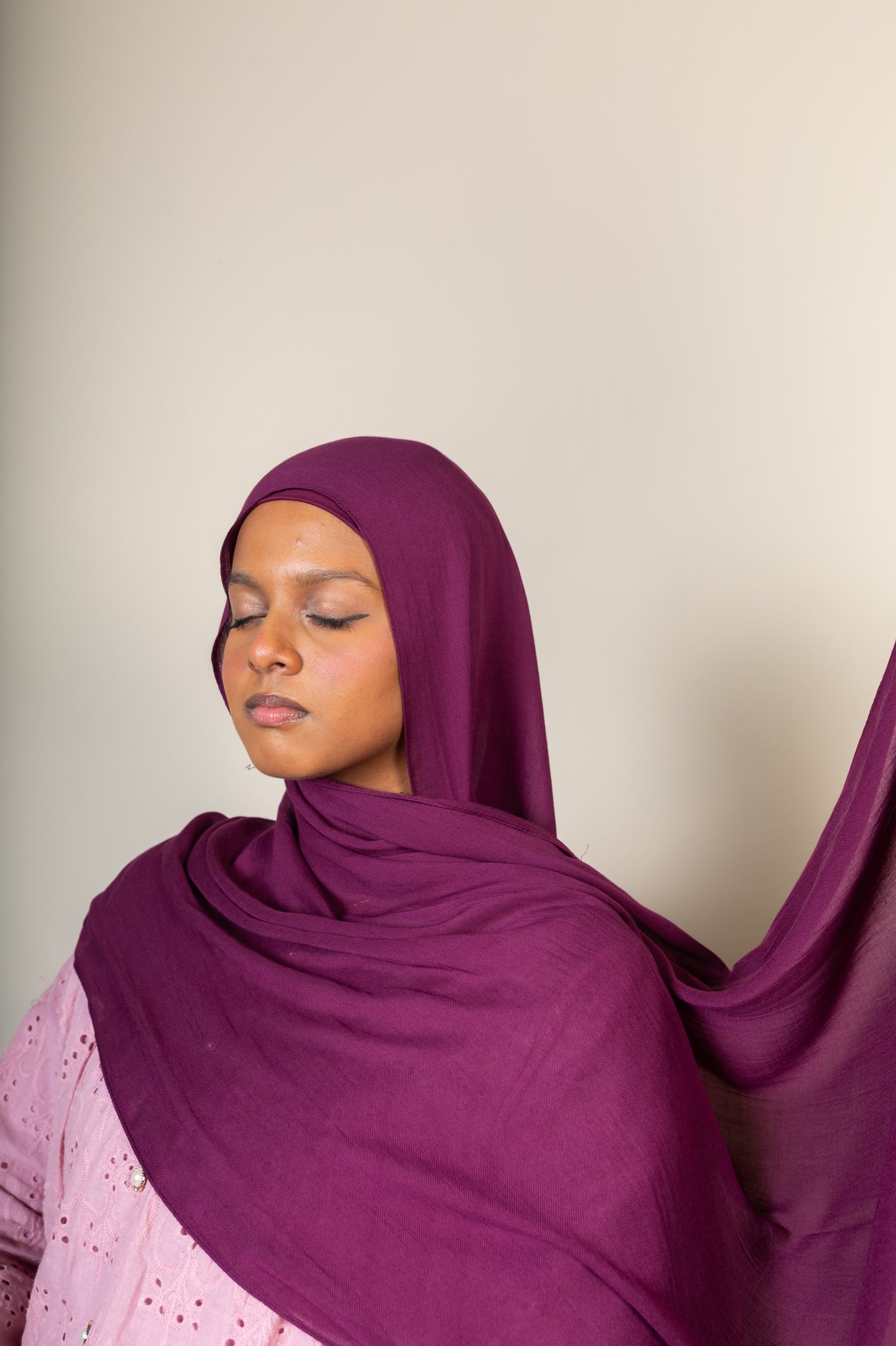 BAMBOO MODAL HIJAB WITH MATCHING INNER CAP - PLUM