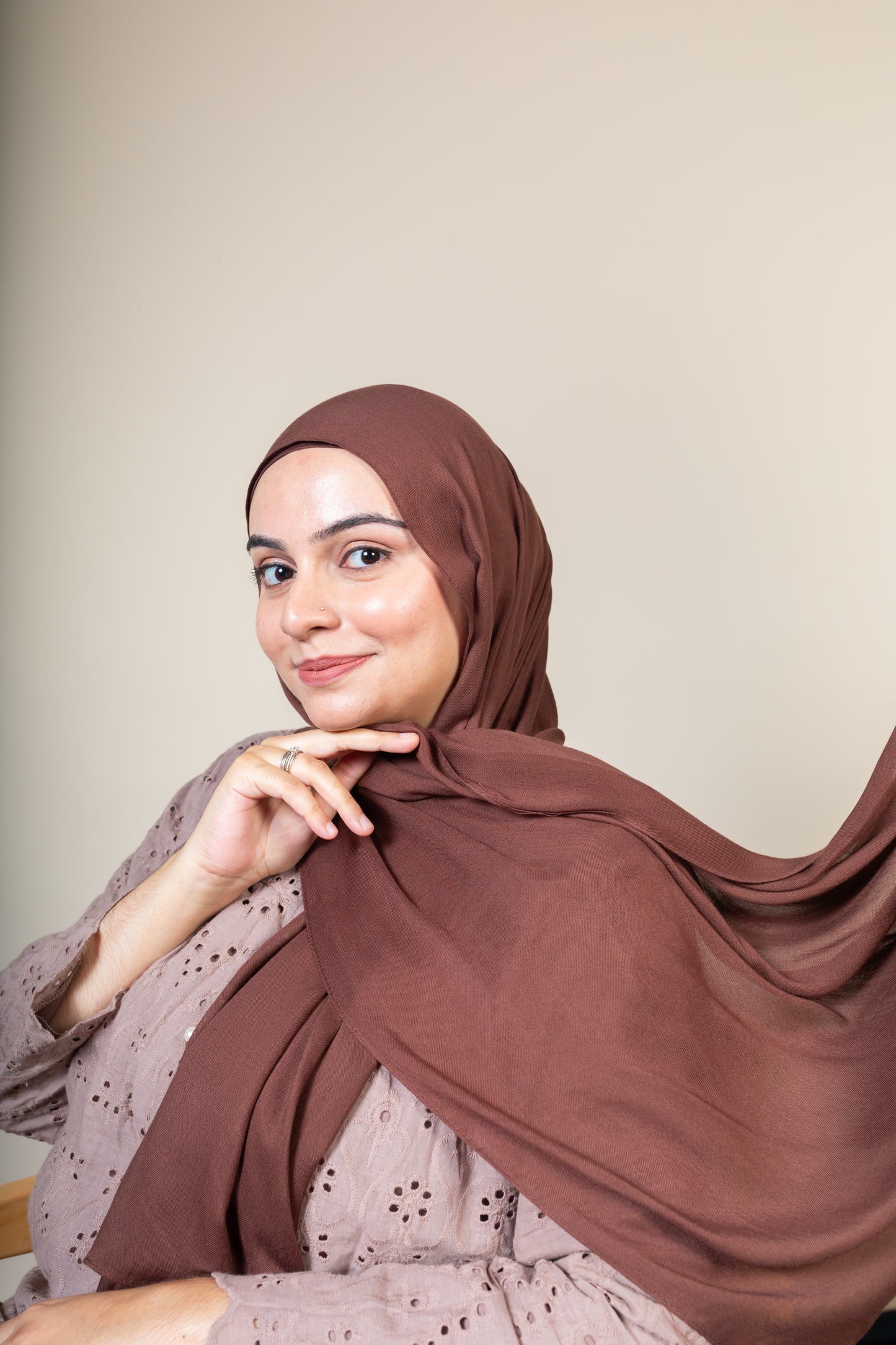 BAMBOO MODAL HIJAB WITH MATCHING INNER CAP - BRUNETTE