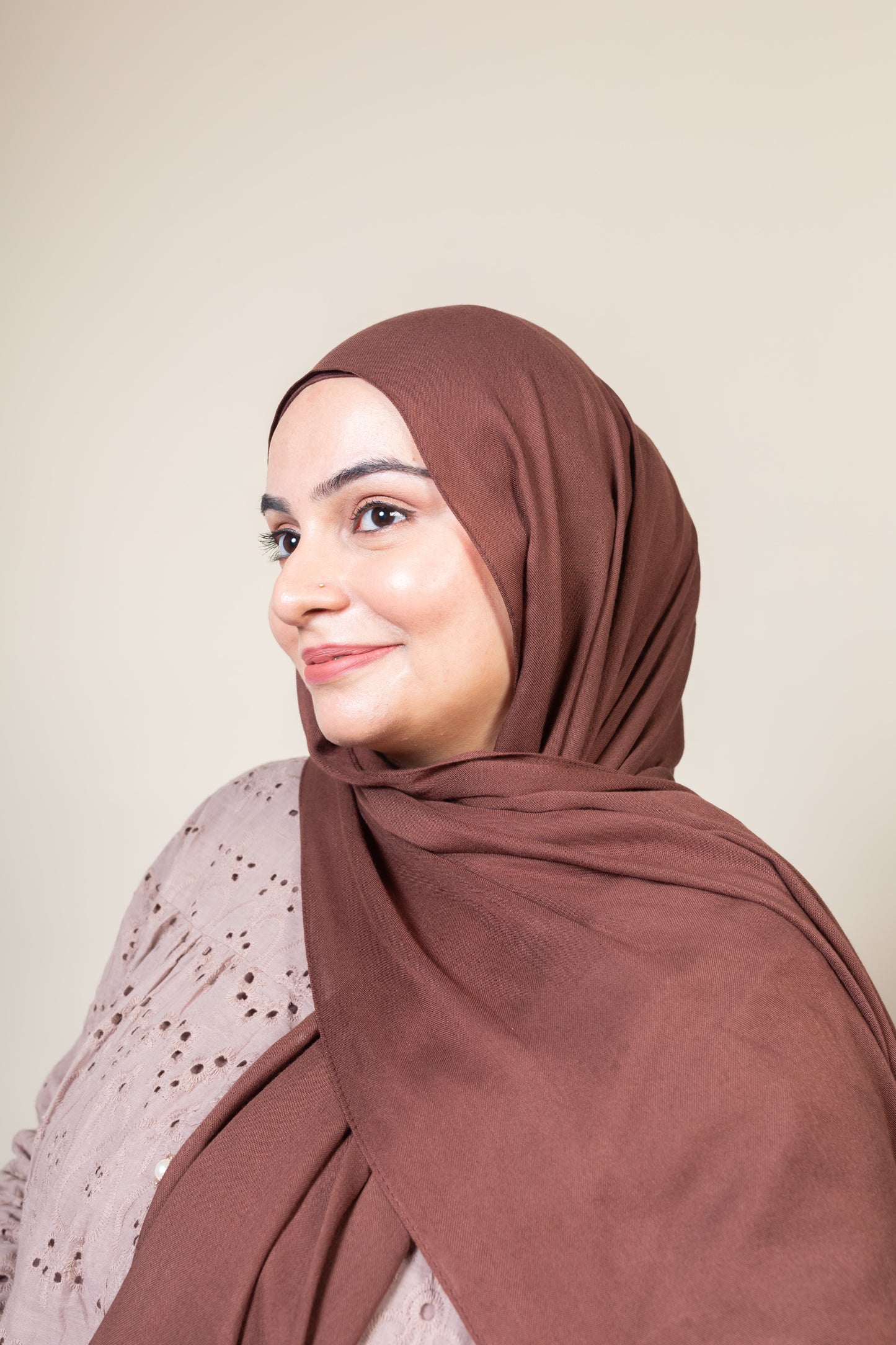 BAMBOO MODAL HIJAB WITH MATCHING INNER CAP - BRUNETTE