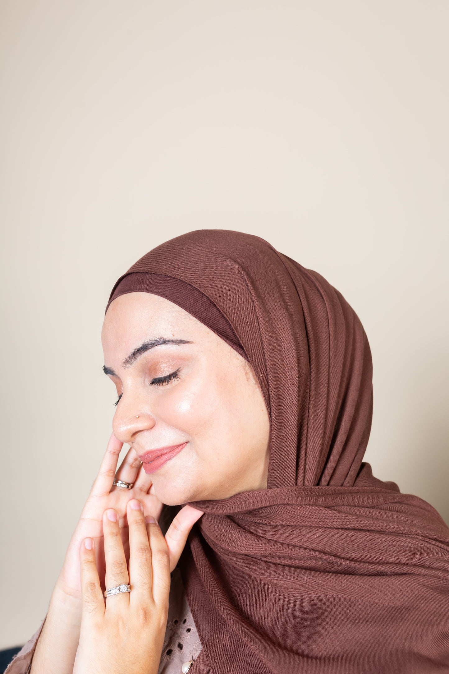 BAMBOO MODAL HIJAB WITH MATCHING INNER CAP - BRUNETTE