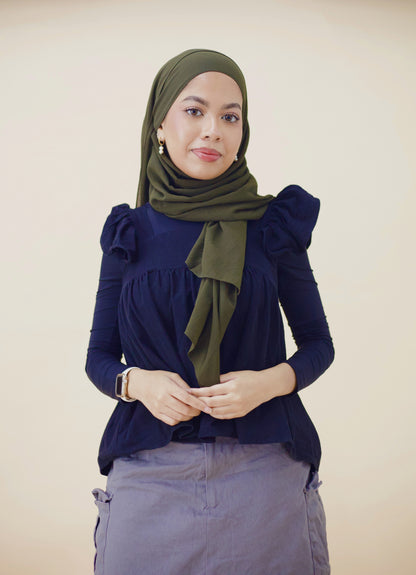 PREMIUM CHIFFON HIJAB - ARMY GREEN