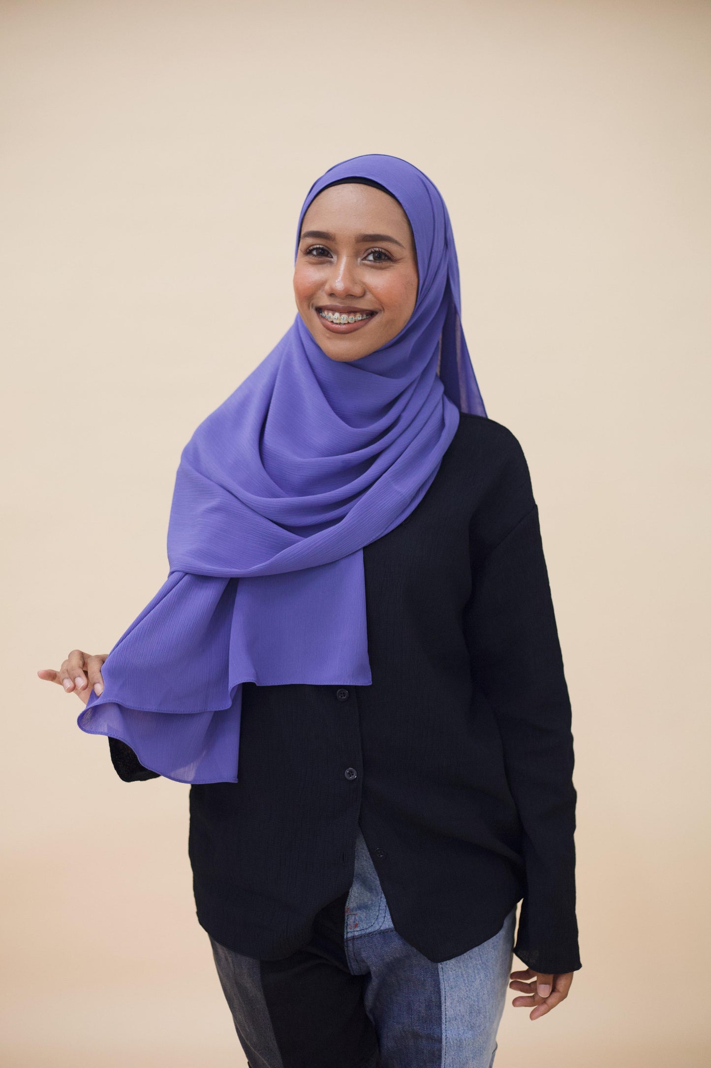 CRINKLE CHIFFON HIJAB - CORNFLOWER BLUE