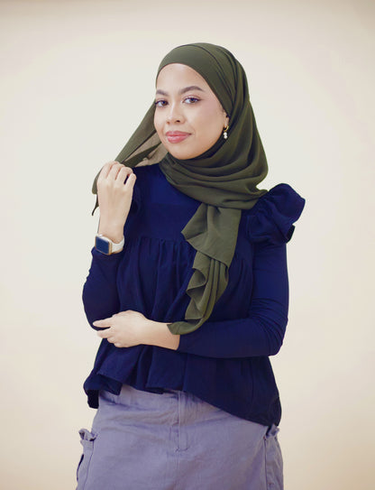 PREMIUM CHIFFON HIJAB - ARMY GREEN