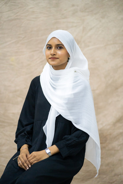 SHIMMER SILK HIJAB - WHITE