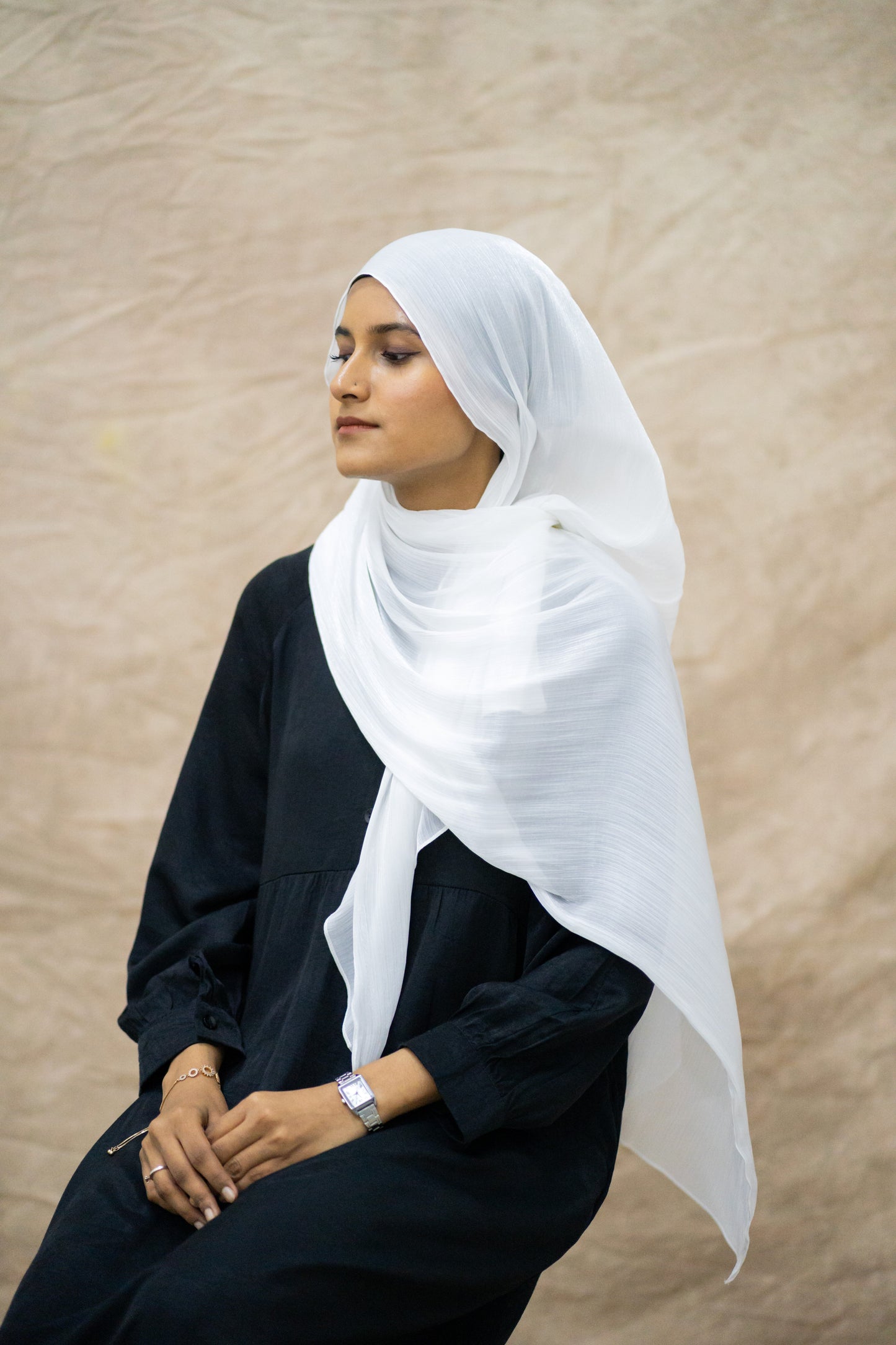 SHIMMER SILK HIJAB - WHITE