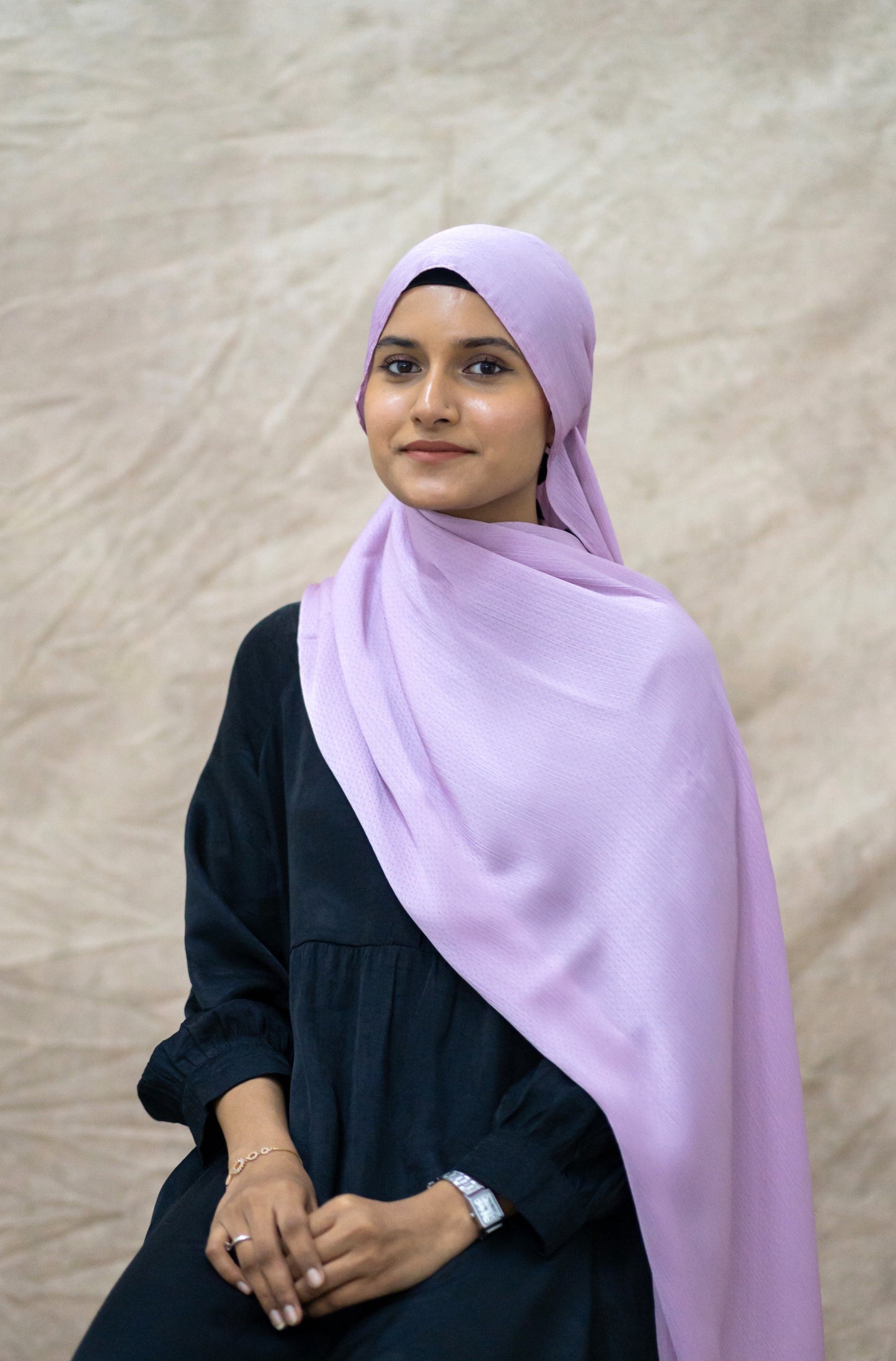 SATIN DOTTED HIJAB - LILAC