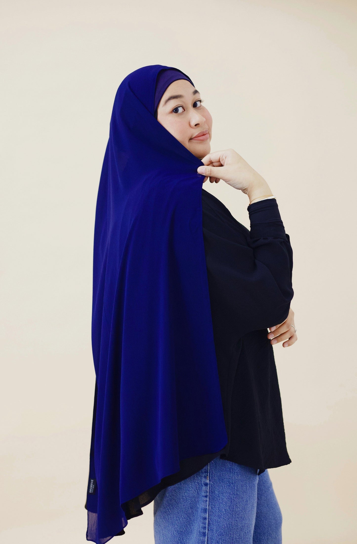 CRINKLE CHIFFON HIJAB - YALE BLUE