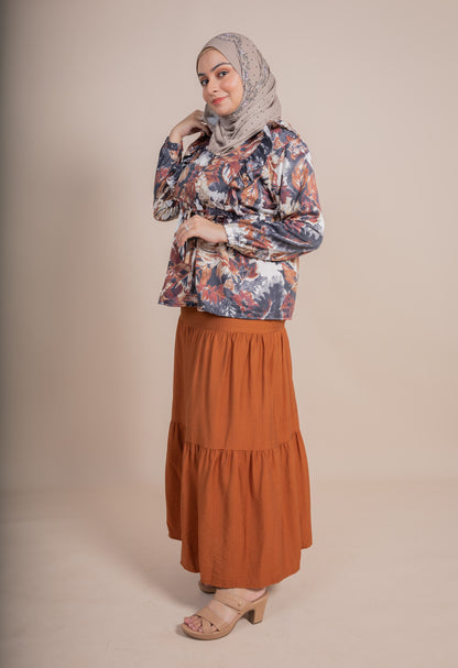 GHAZAL SKIRT SET - BRICK