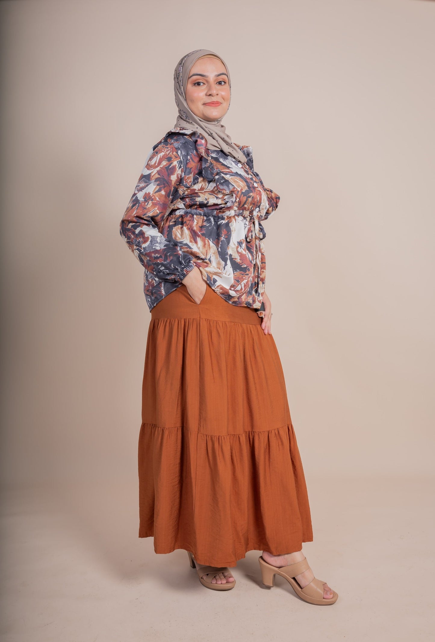 GHAZAL SKIRT SET - BRICK