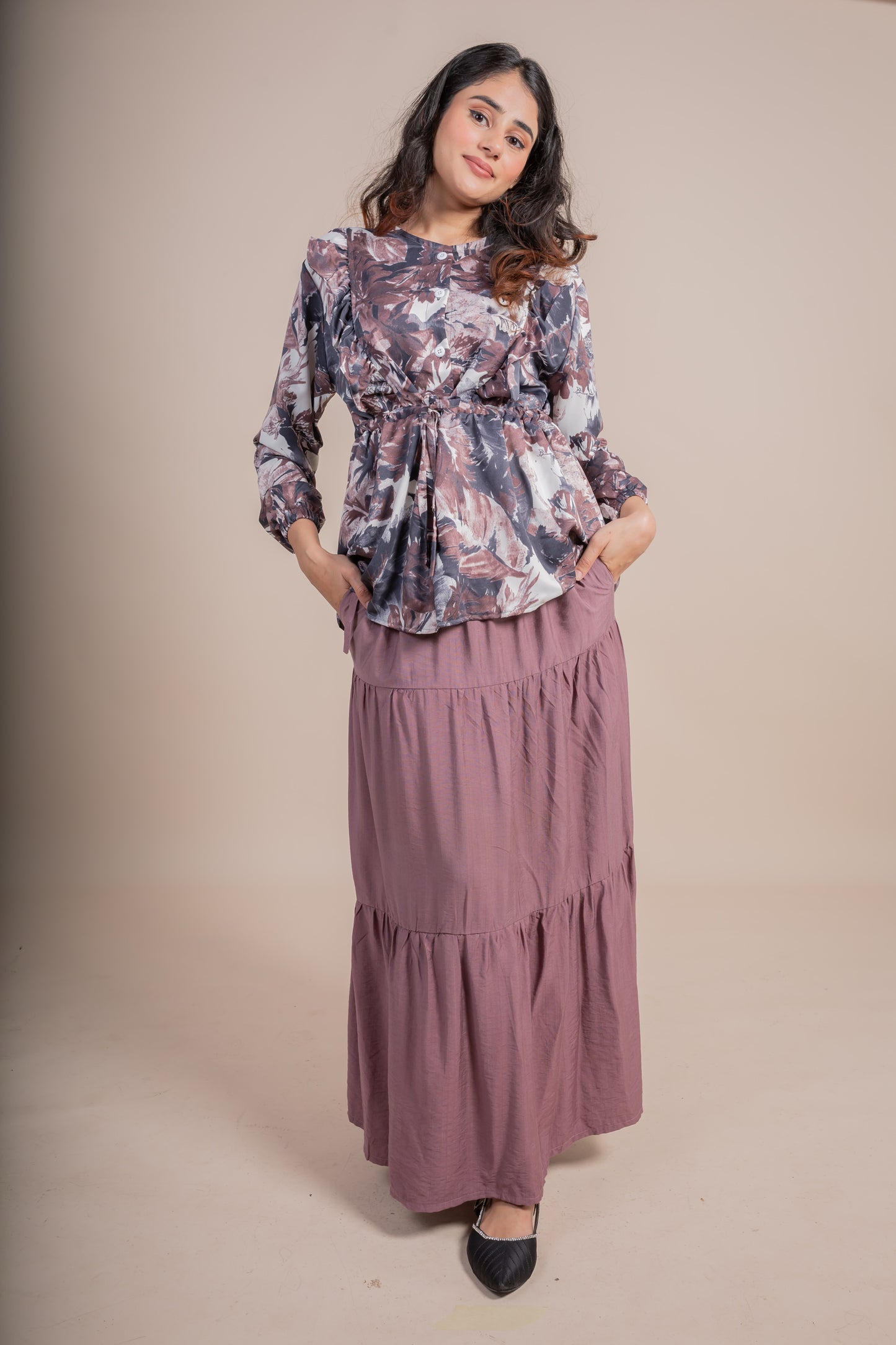 GHAZAL SKIRT SET - MAUVE