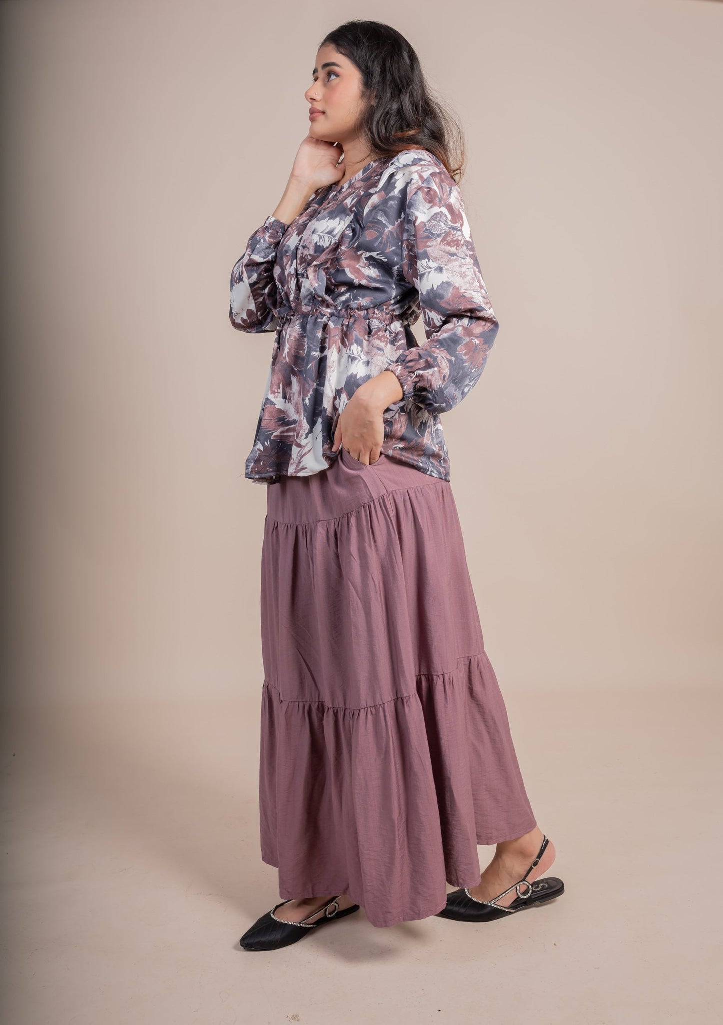 GHAZAL SKIRT SET - MAUVE