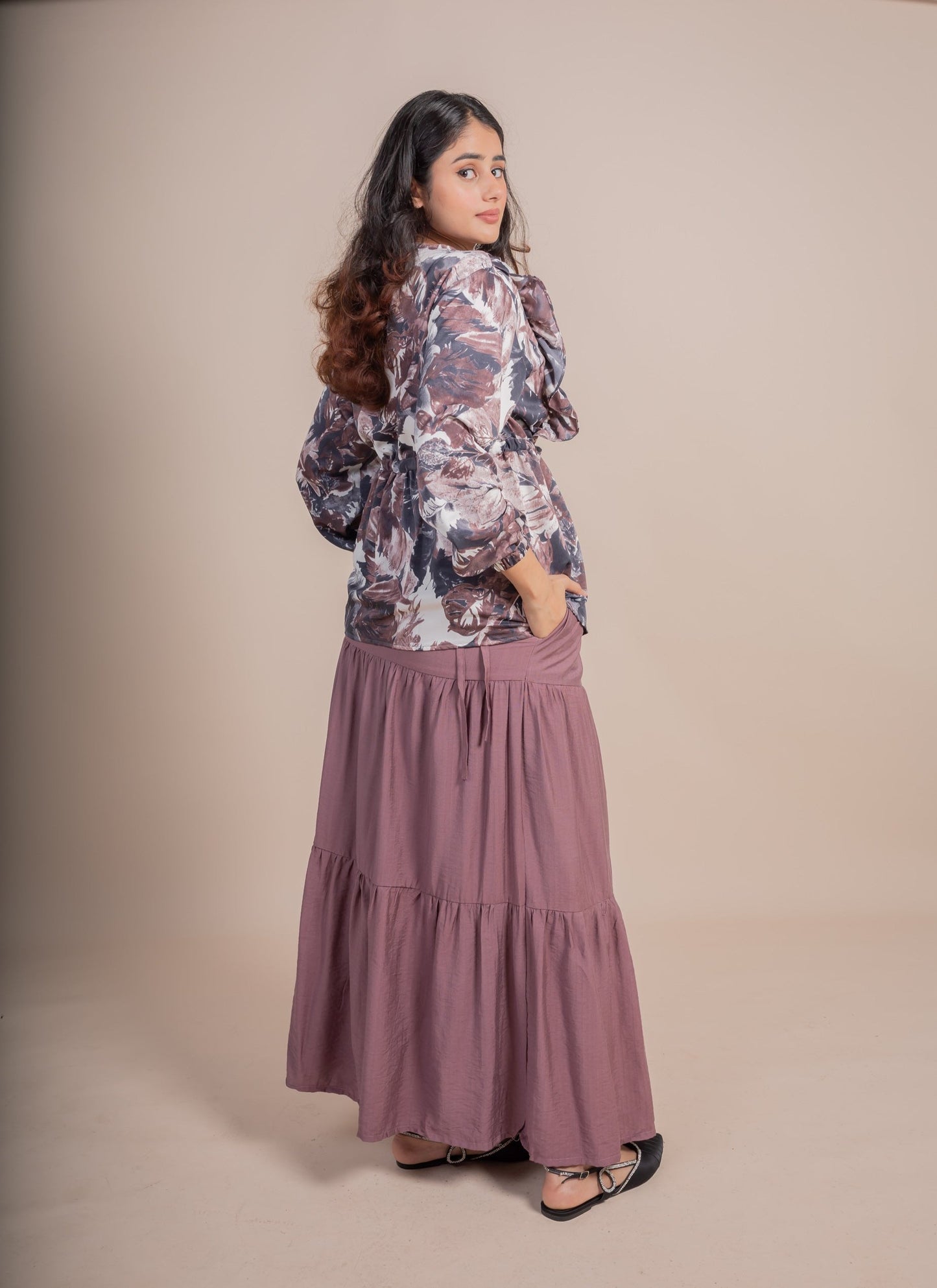 GHAZAL SKIRT SET - MAUVE