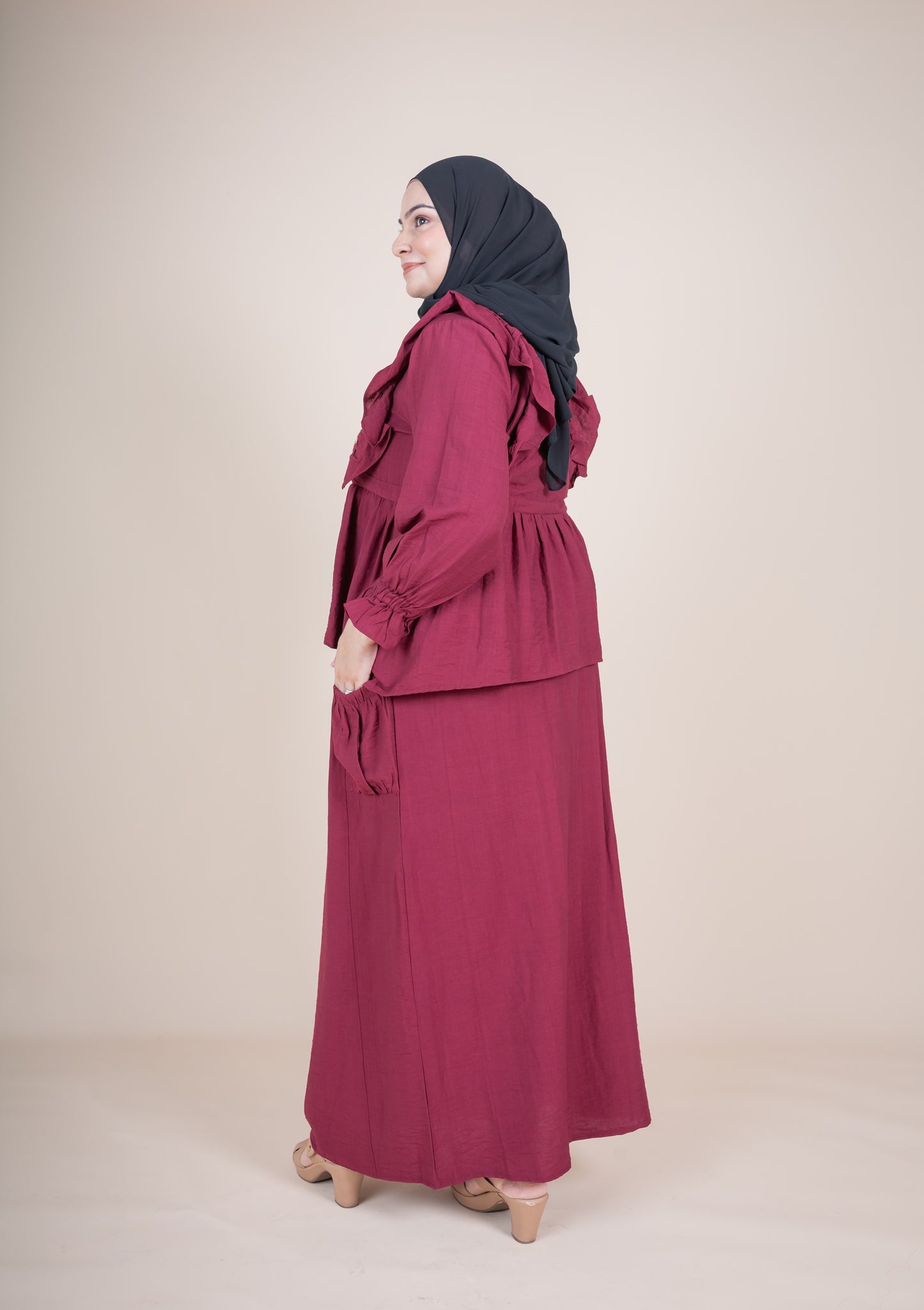 HAMNA SKIRT SET - BURGUNDY