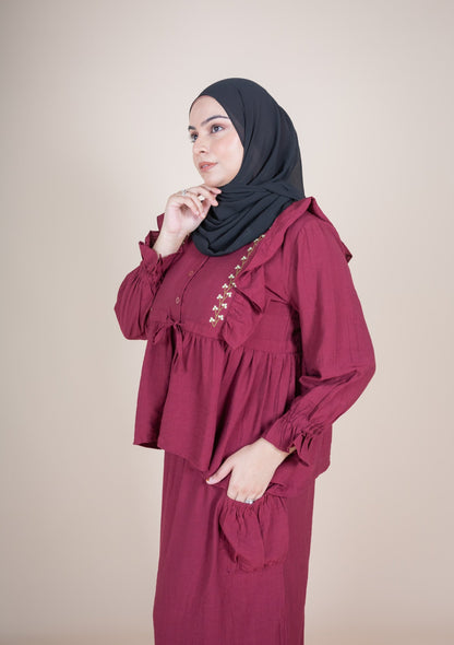 HAMNA SKIRT SET - BURGUNDY