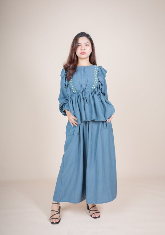 HAMNA SKIRT SET - STEEL BLUE