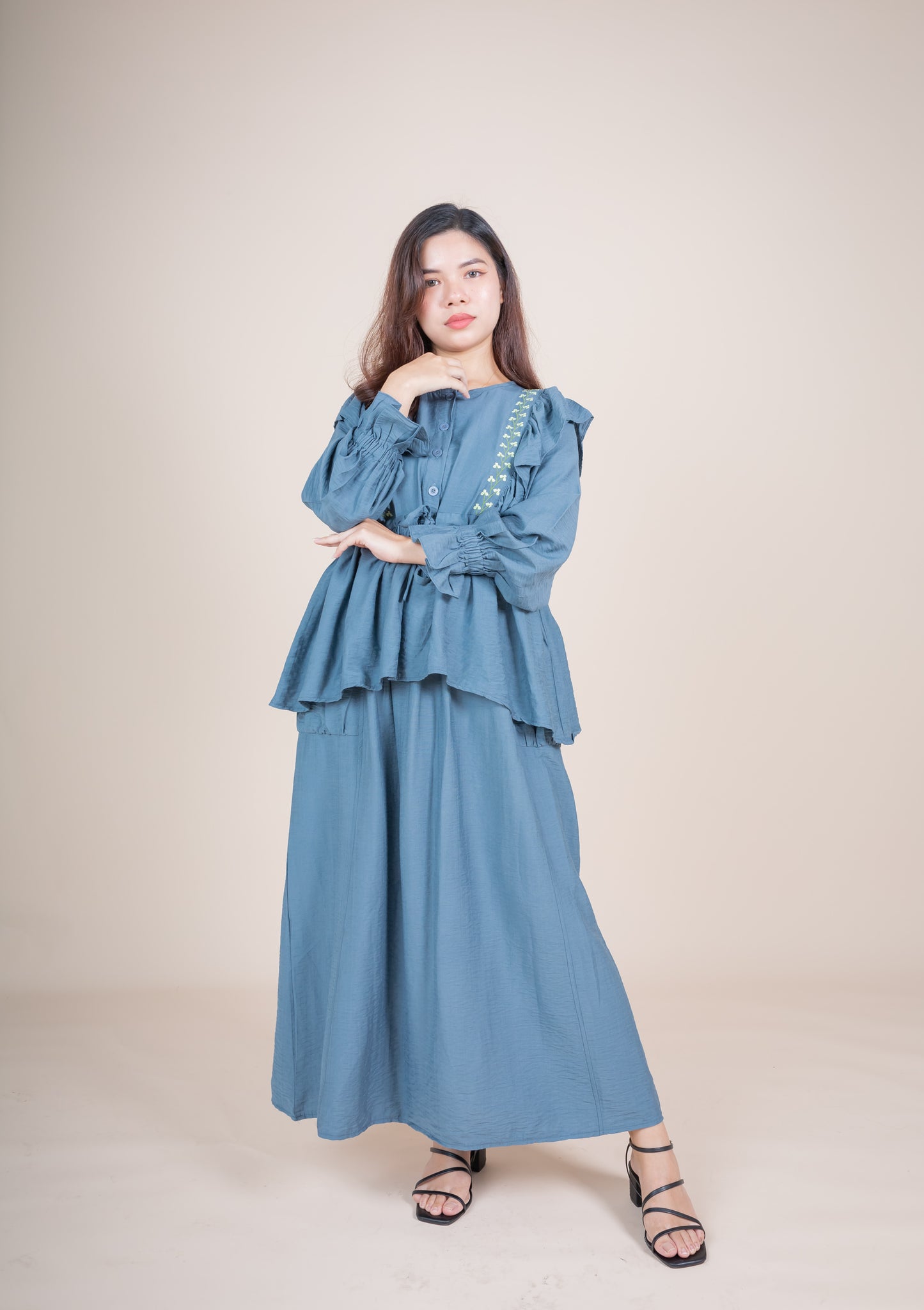 HAMNA SKIRT SET - STEEL BLUE