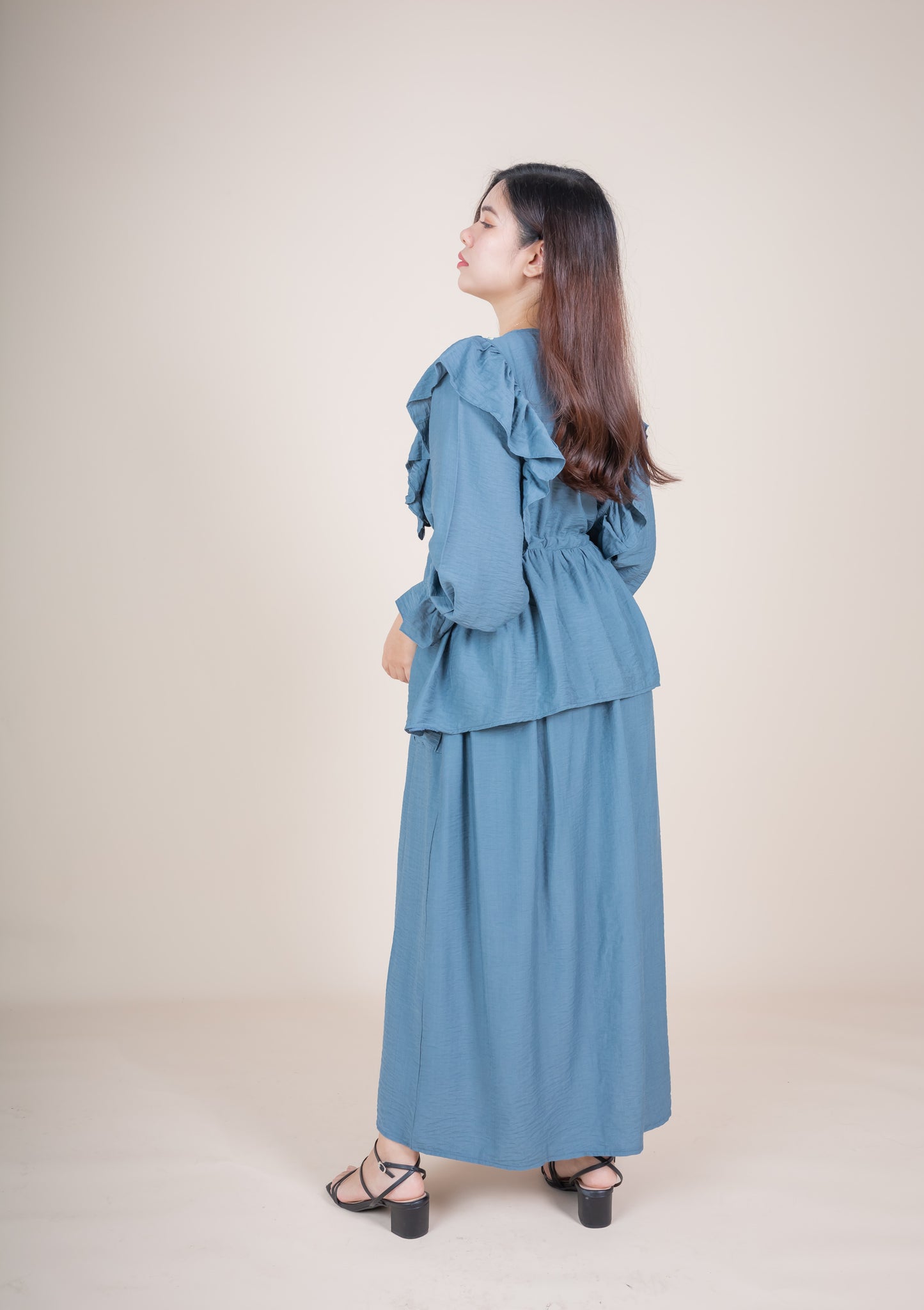 HAMNA SKIRT SET - STEEL BLUE