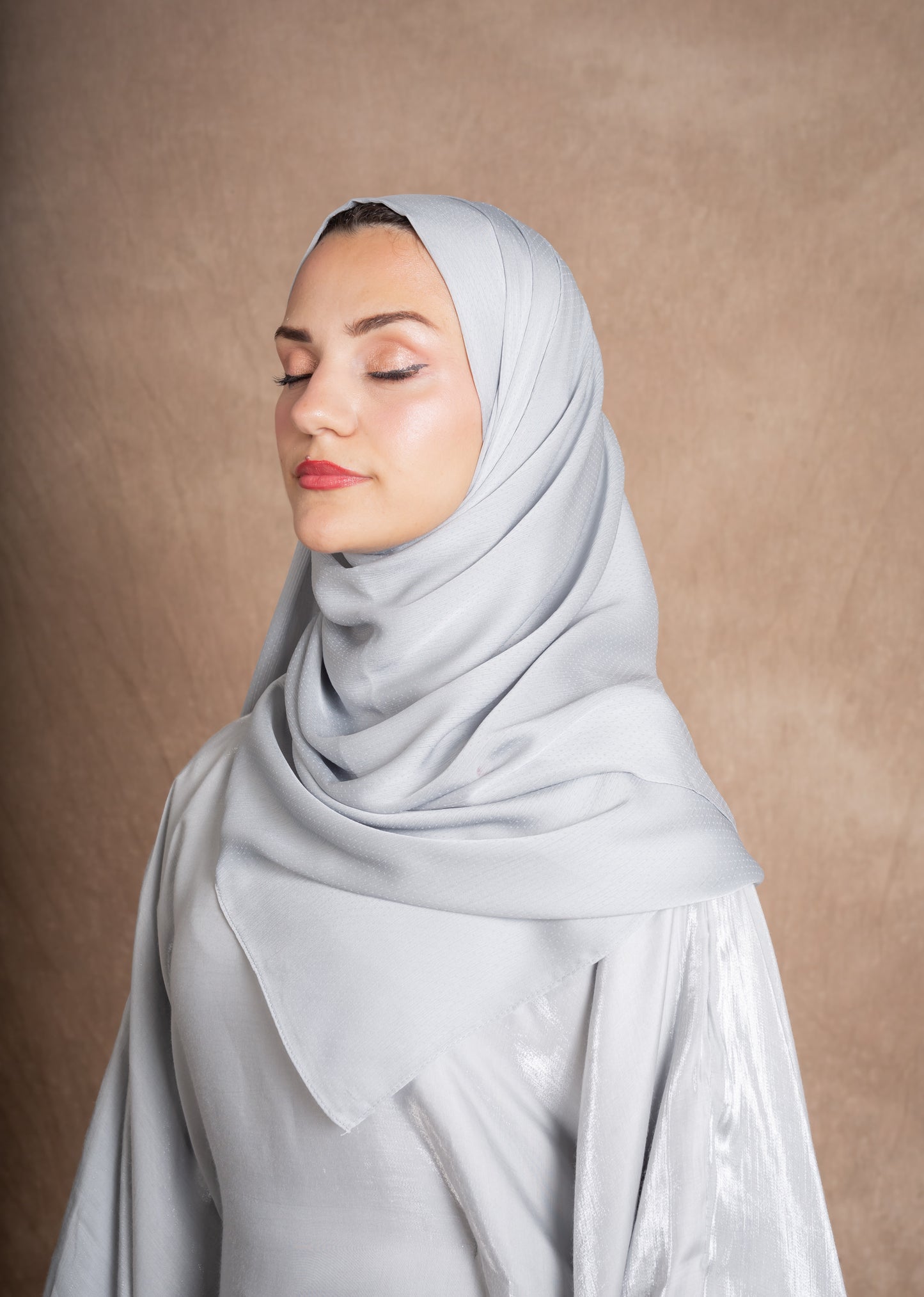 SATIN DOTTED HIJAB - ICY BLUE