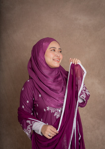 SHIMMER SILK HIJAB - MULBERRY