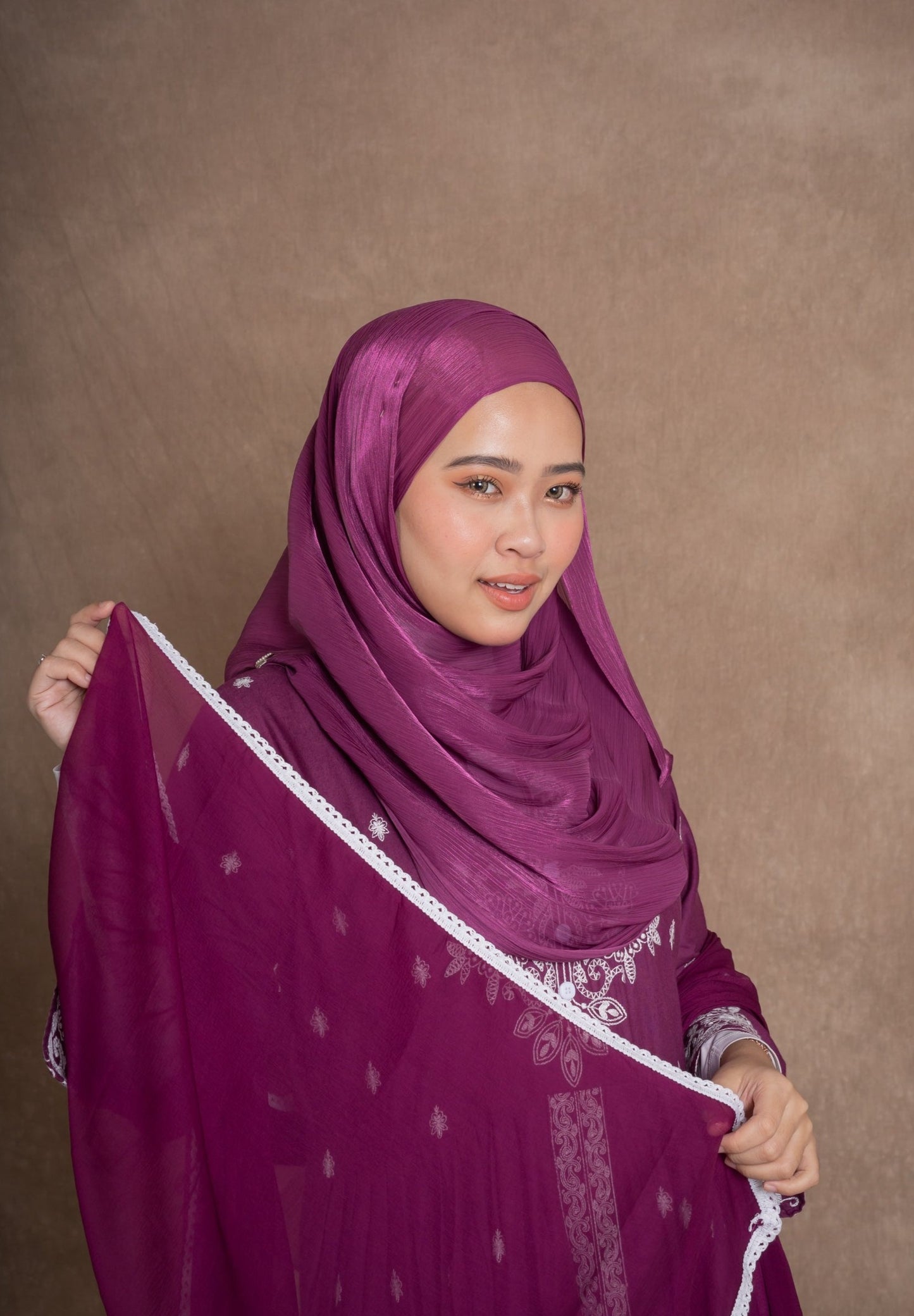 SHIMMER SILK HIJAB - MULBERRY