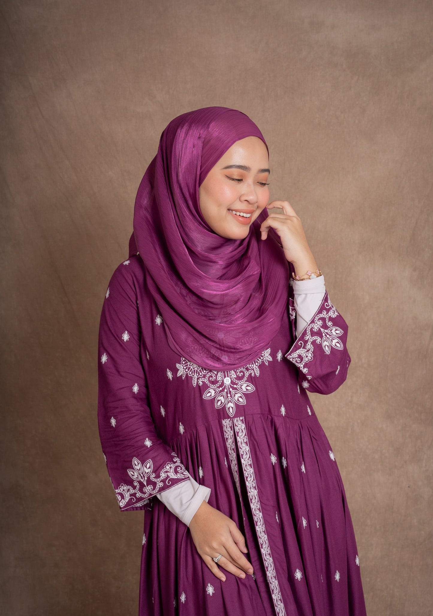 SHIMMER SILK HIJAB - MULBERRY