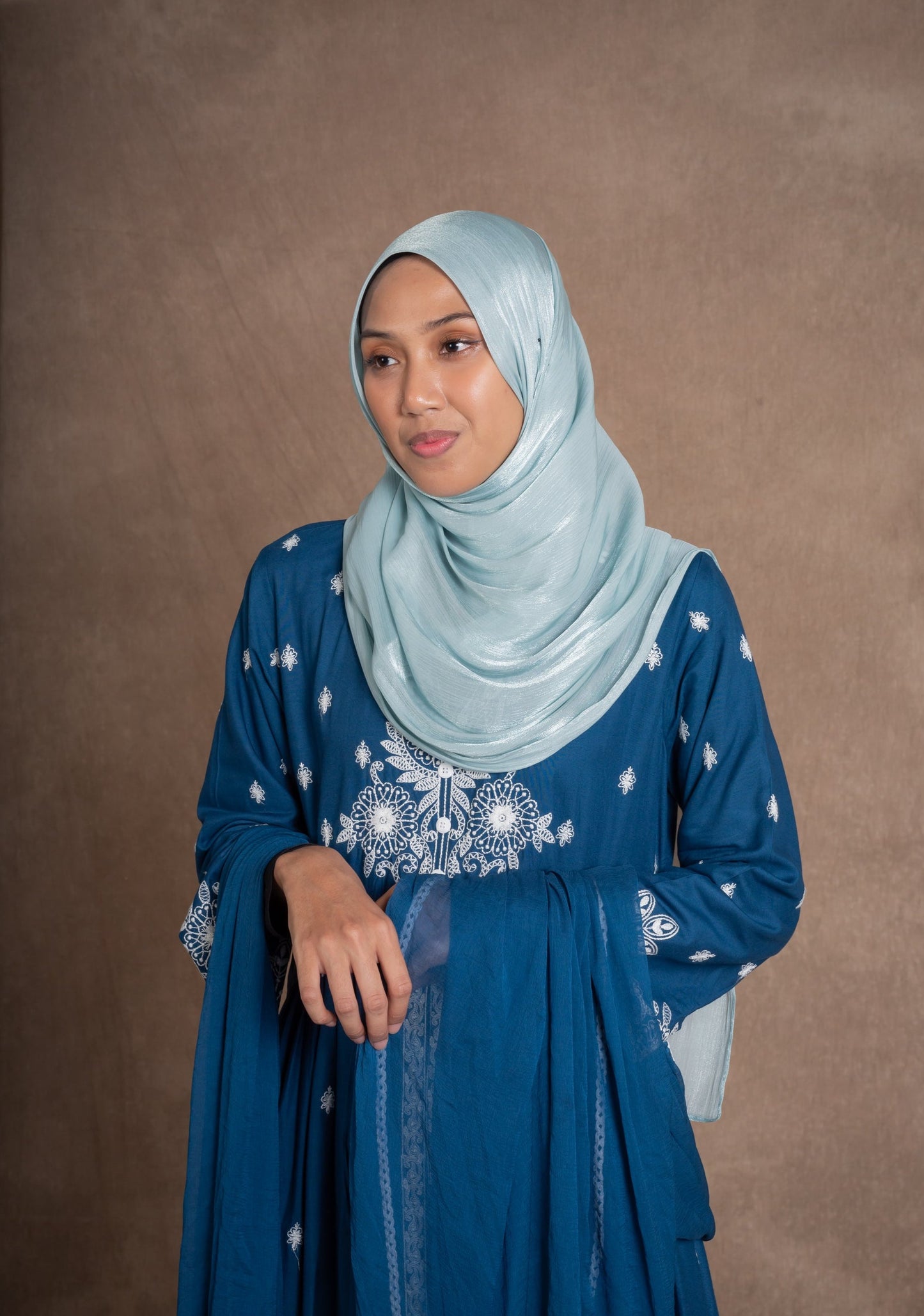 SHIMMER SILK HIJAB - SKY BLUE