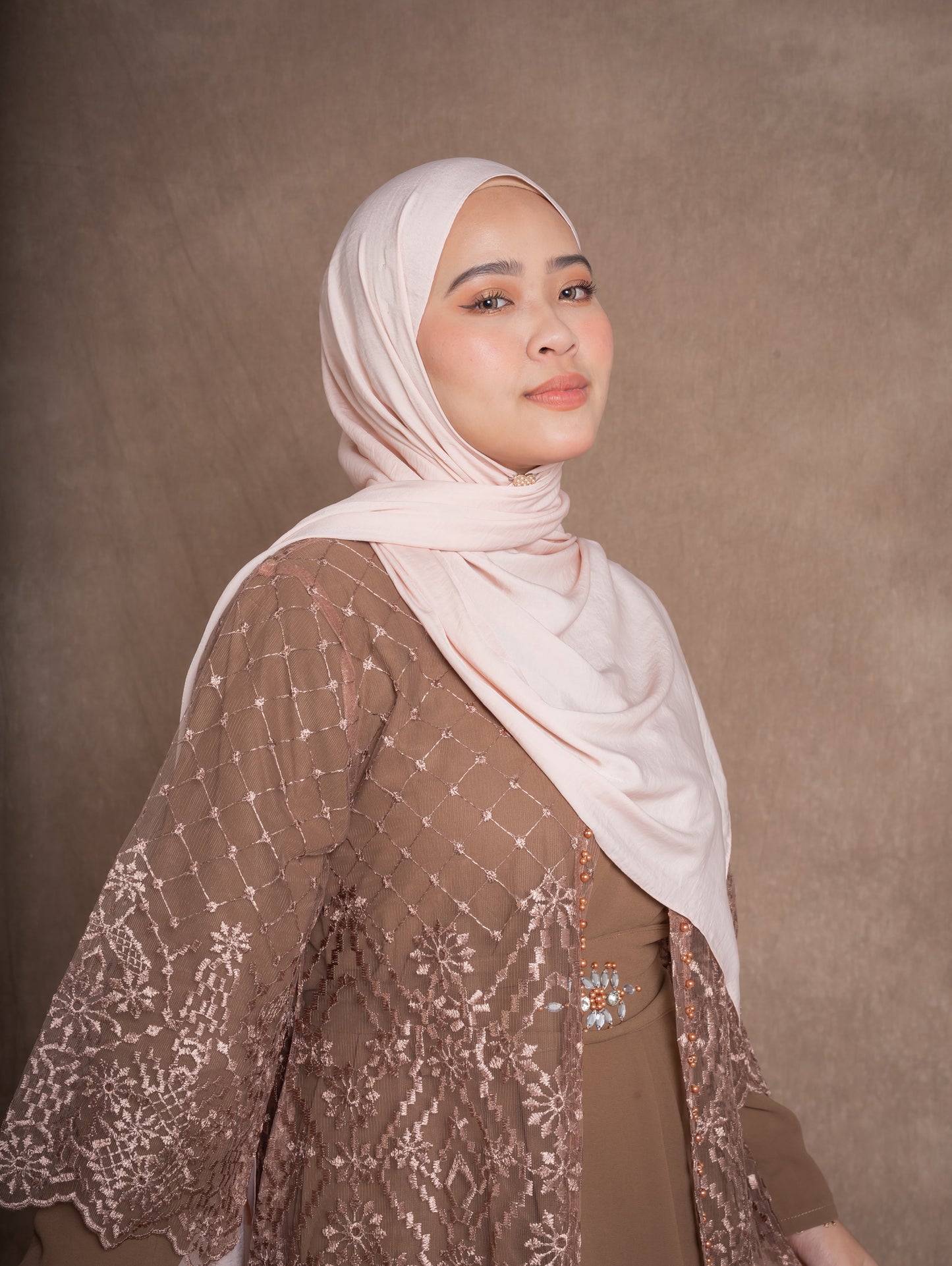 SATIN MODAL HIJAB - DUSTY CORAL