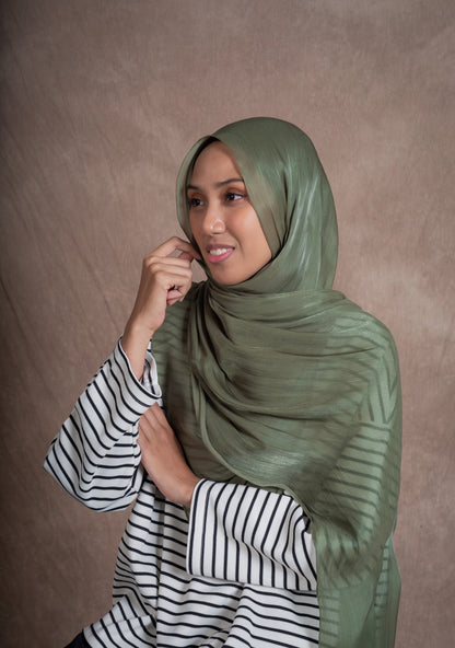 SHIMMER SILK HIJAB - OLIVE