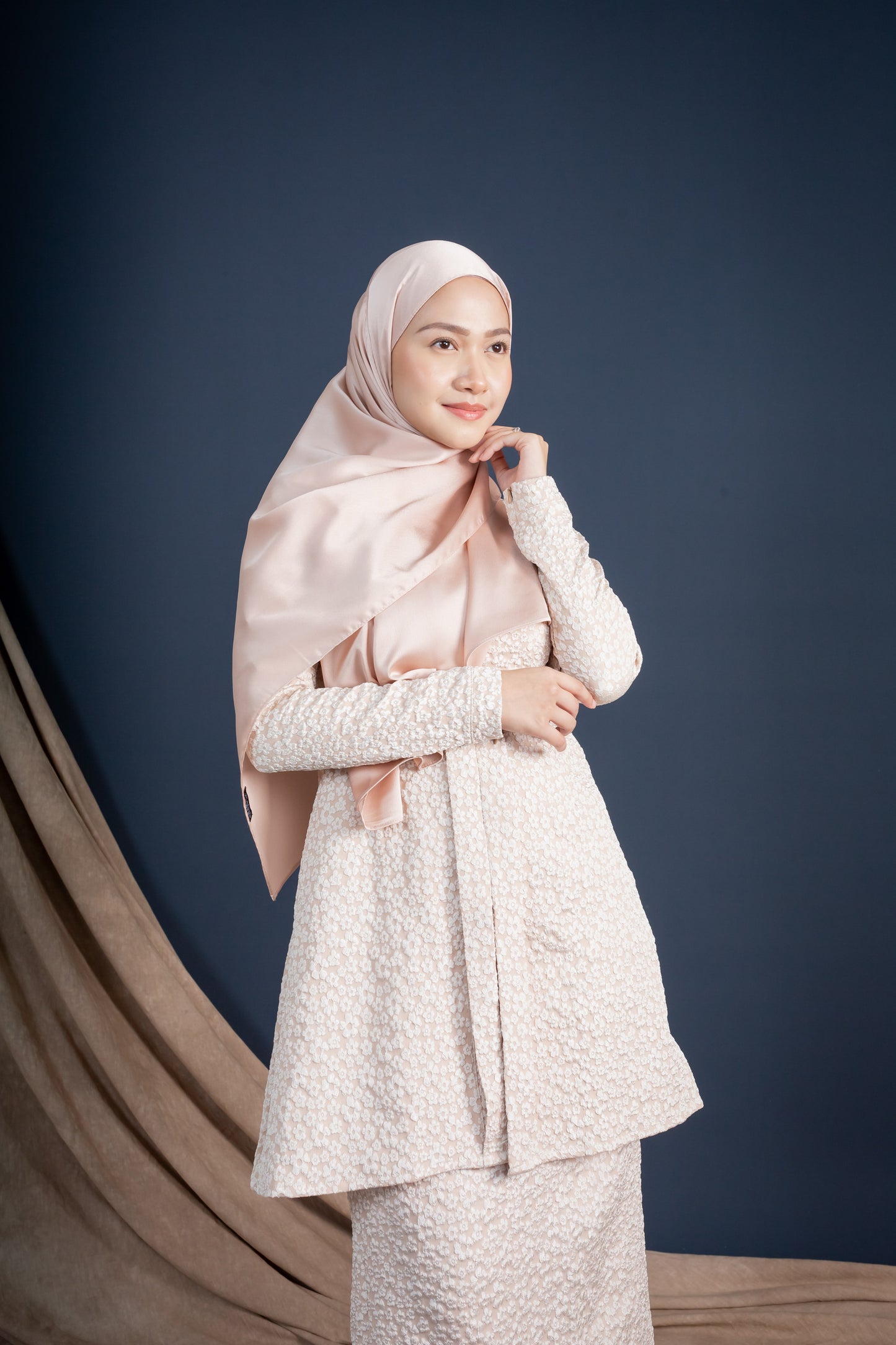 SATIN SILK HIJAB - BEIGE