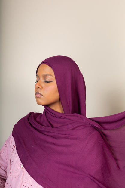 BAMBOO MODAL HIJAB WITH MATCHING INNER CAP - PLUM
