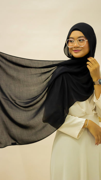 BAMBOO MODAL HIJAB WITH MATCHING INNER CAP - BLACK