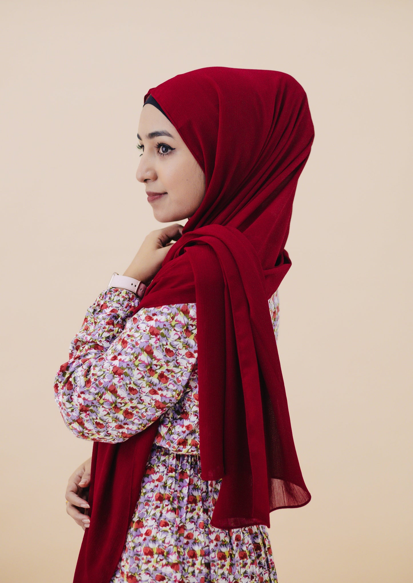 CRINKLE CHIFFON HIJAB - BURGUNDY